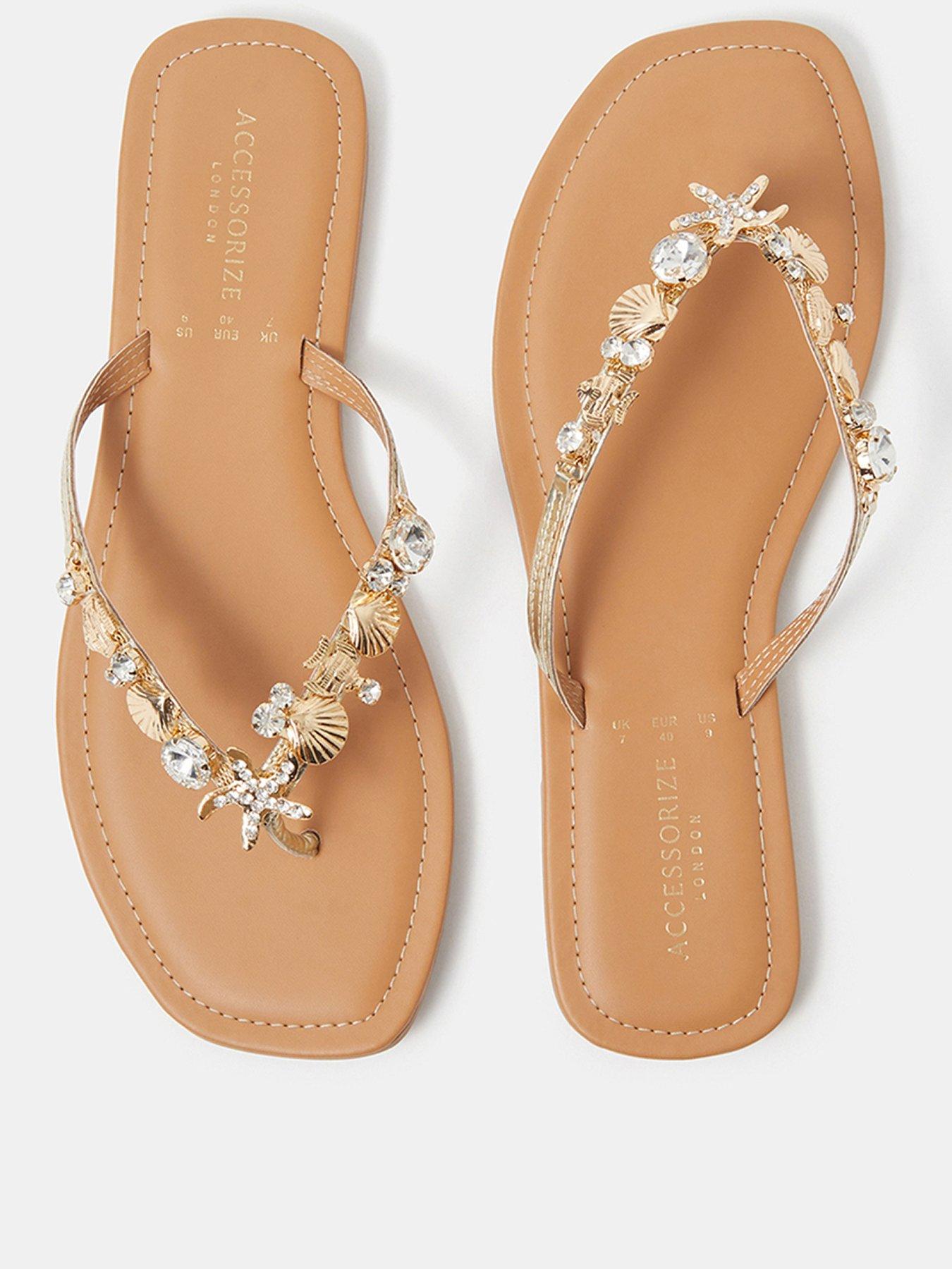 Image 3 of 4 of Accessorize Sparkle Shell Embellished Sandals