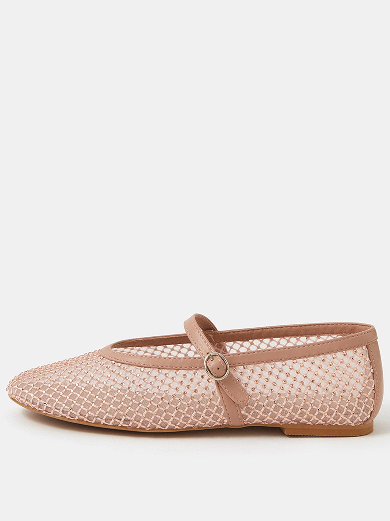 Accessorize Rhinestone Mesh Mary Jane Ballet Flats