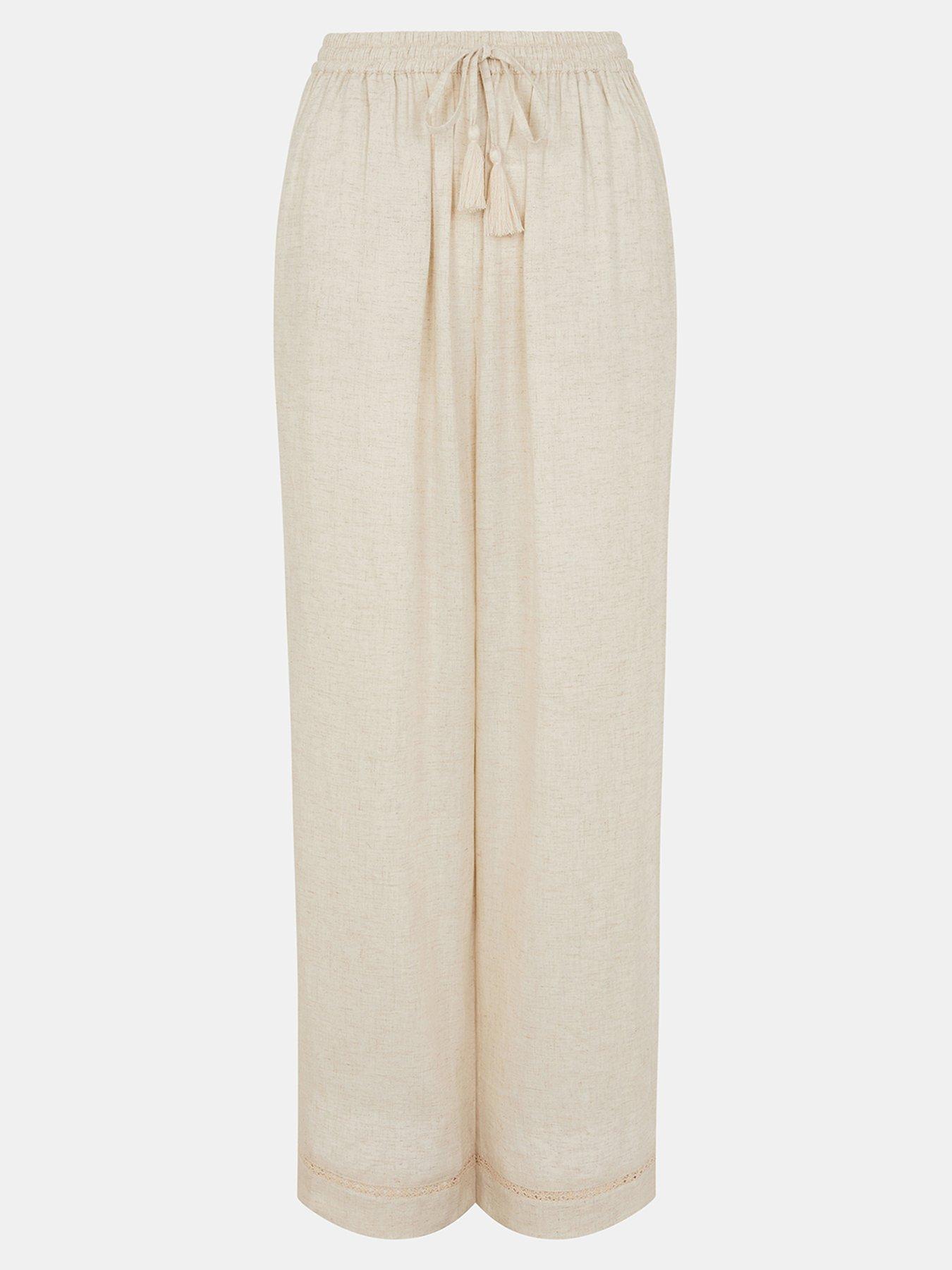 Image 1 of 1 of Accessorize Lace Trim Wide Leg Beach Trousers