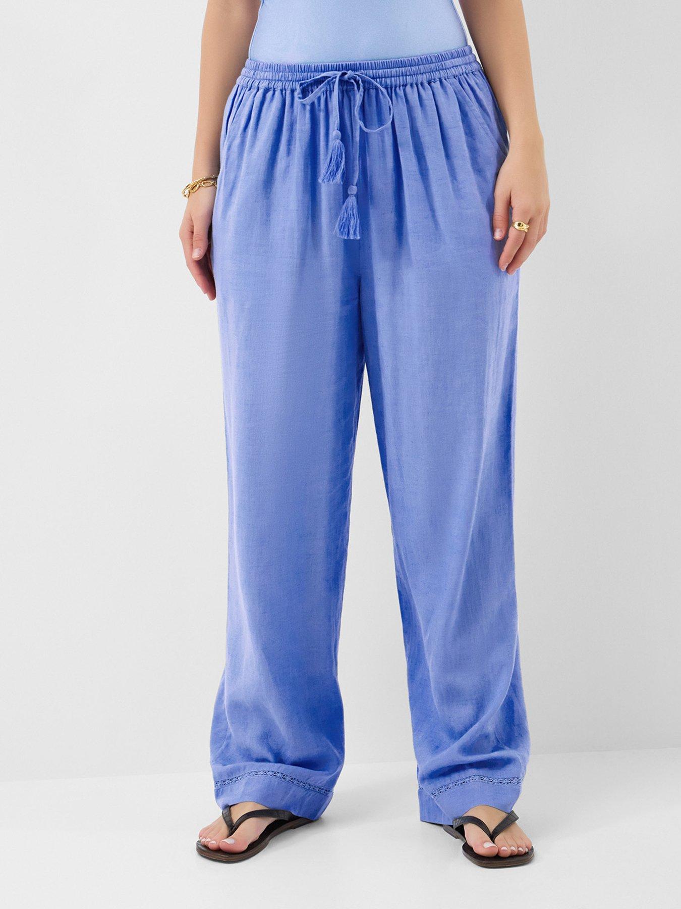 Image 1 of 5 of Accessorize Lace Trim Wide Leg Beach Trousers