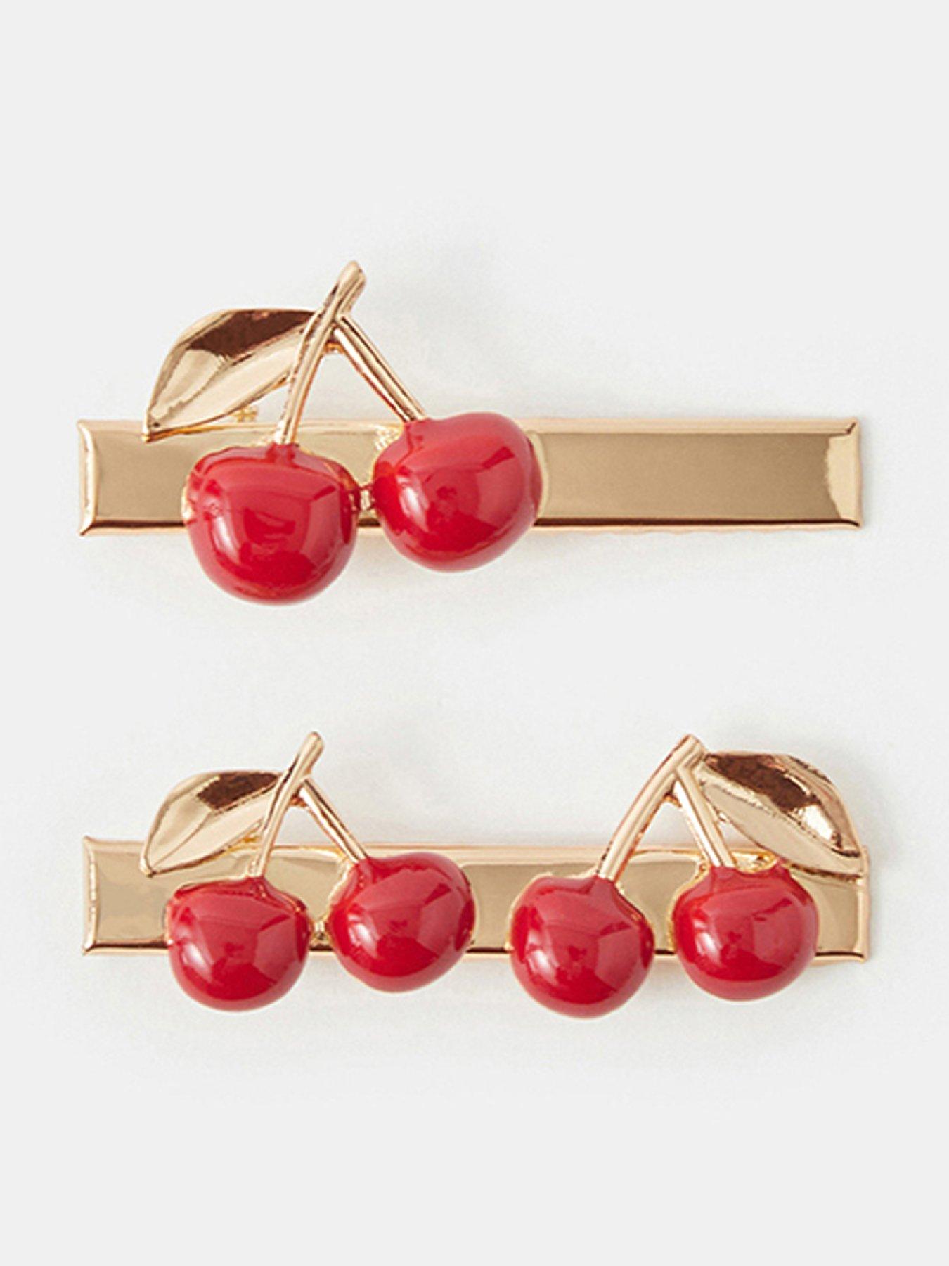 Image 1 of 3 of Accessorize 2-pack Cherry Salon Hair Clips