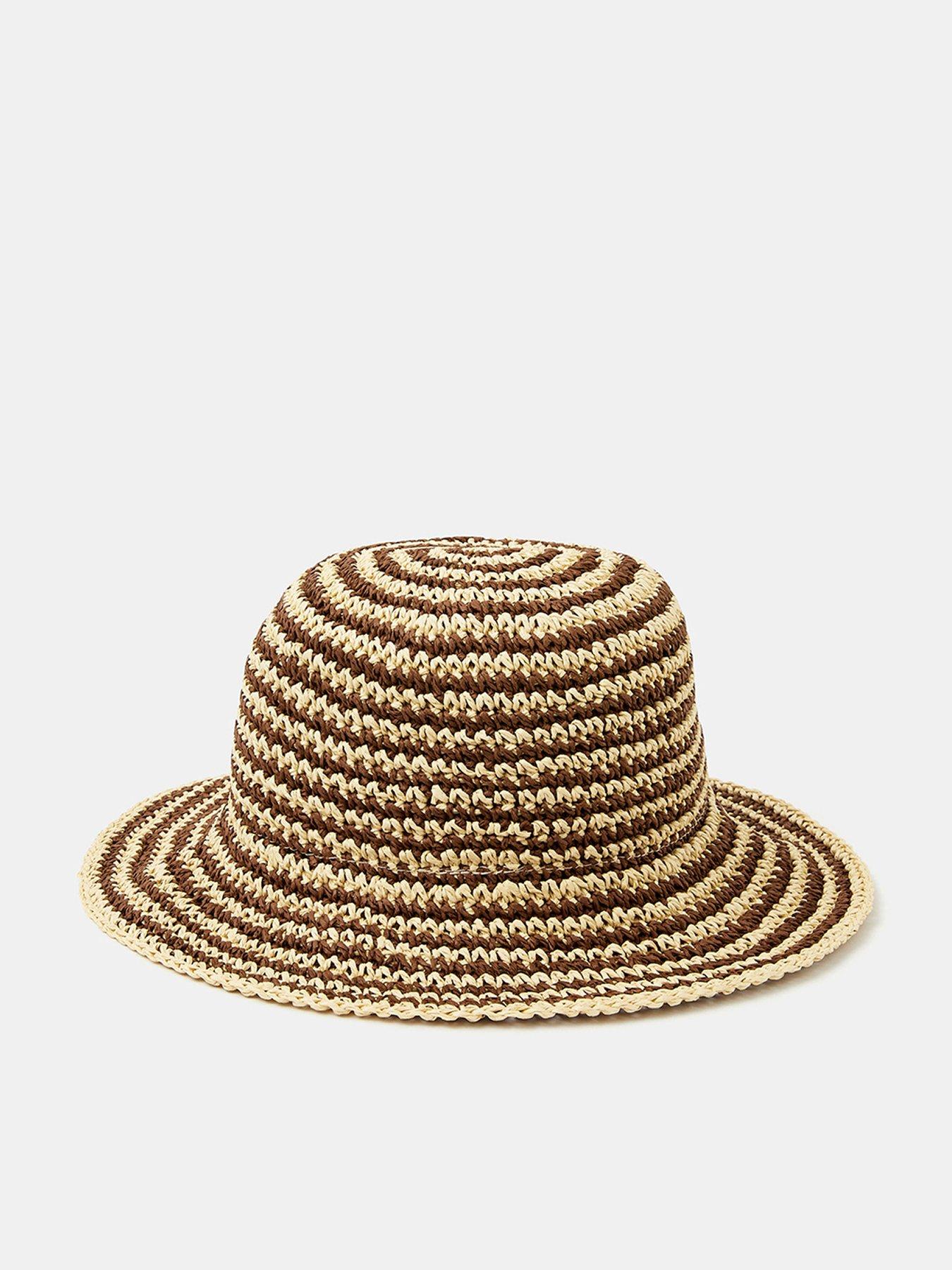 Accessorize Stripe Raffia Bucket Hat
