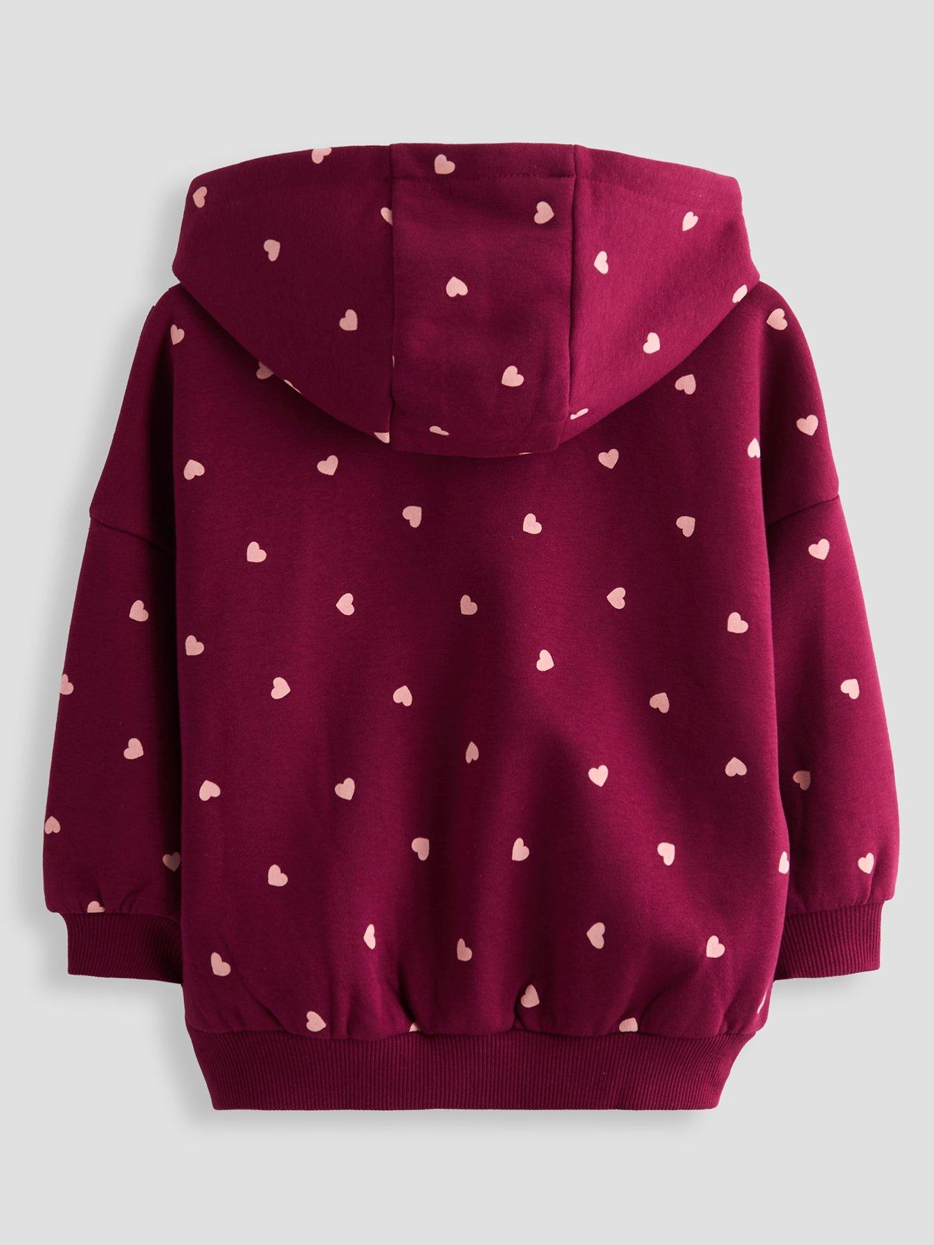 Image 2 of 4 of The Very Collection Girls Heart Print Zip-Up Hoody (9 months - 7 years) - Red