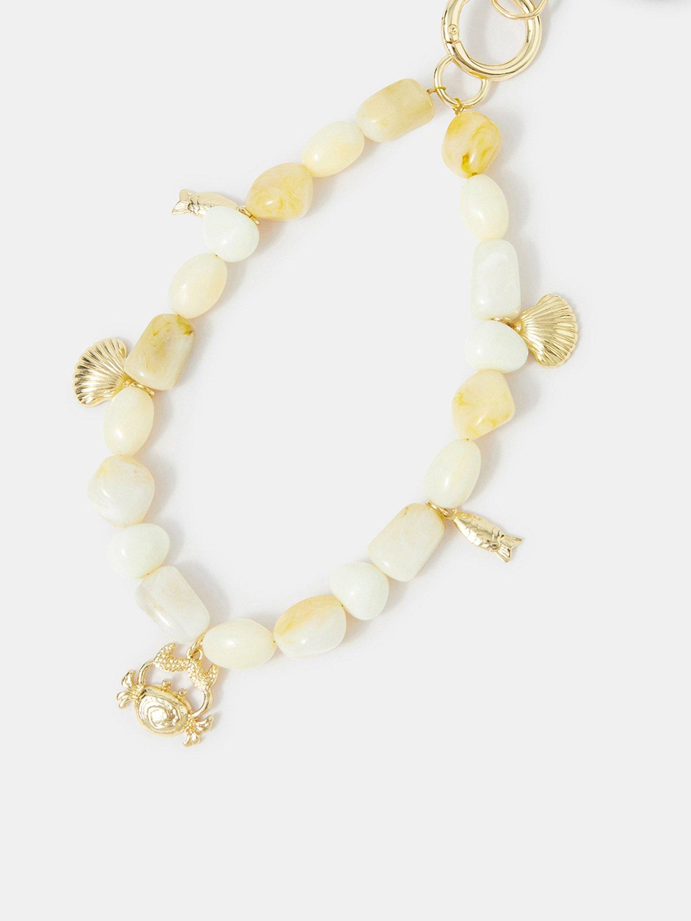 Accessorize Beaded Shell Charm Phone Wrist Strap