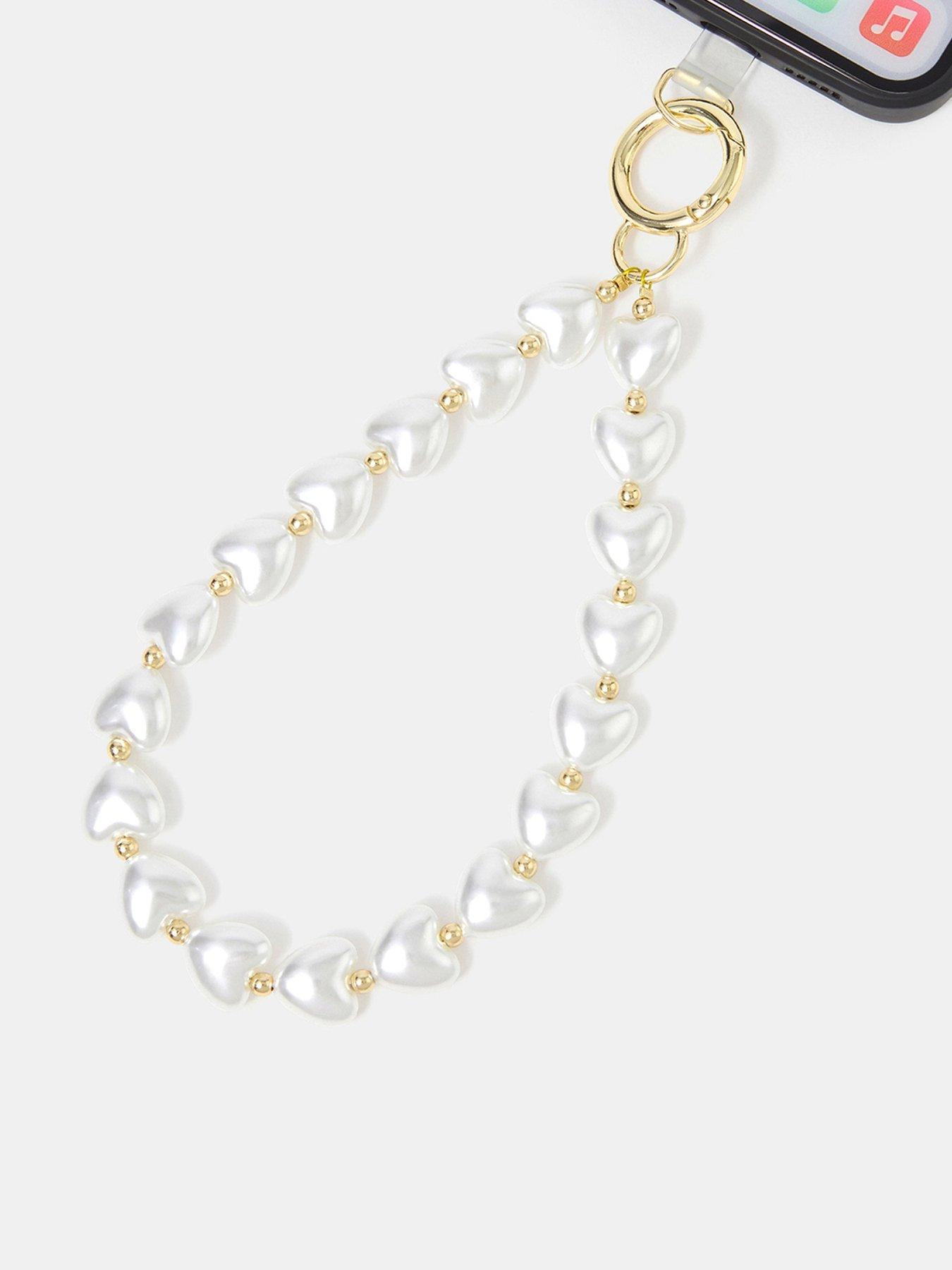 Accessorize Pearl Heart Phone Wrist Strap