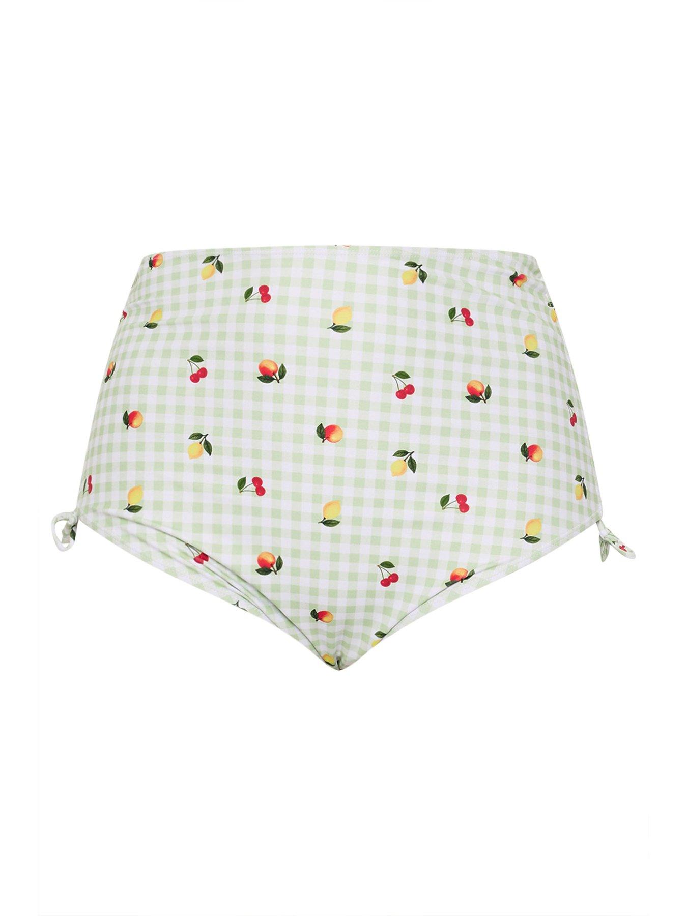 Image 5 of 5 of Yours Curve Gingham Fruit Print Bikini Bottom