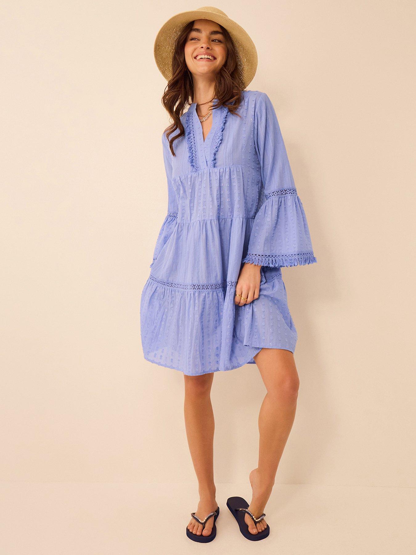accessorize-flute-sleeve-dobby-beach-dressfront