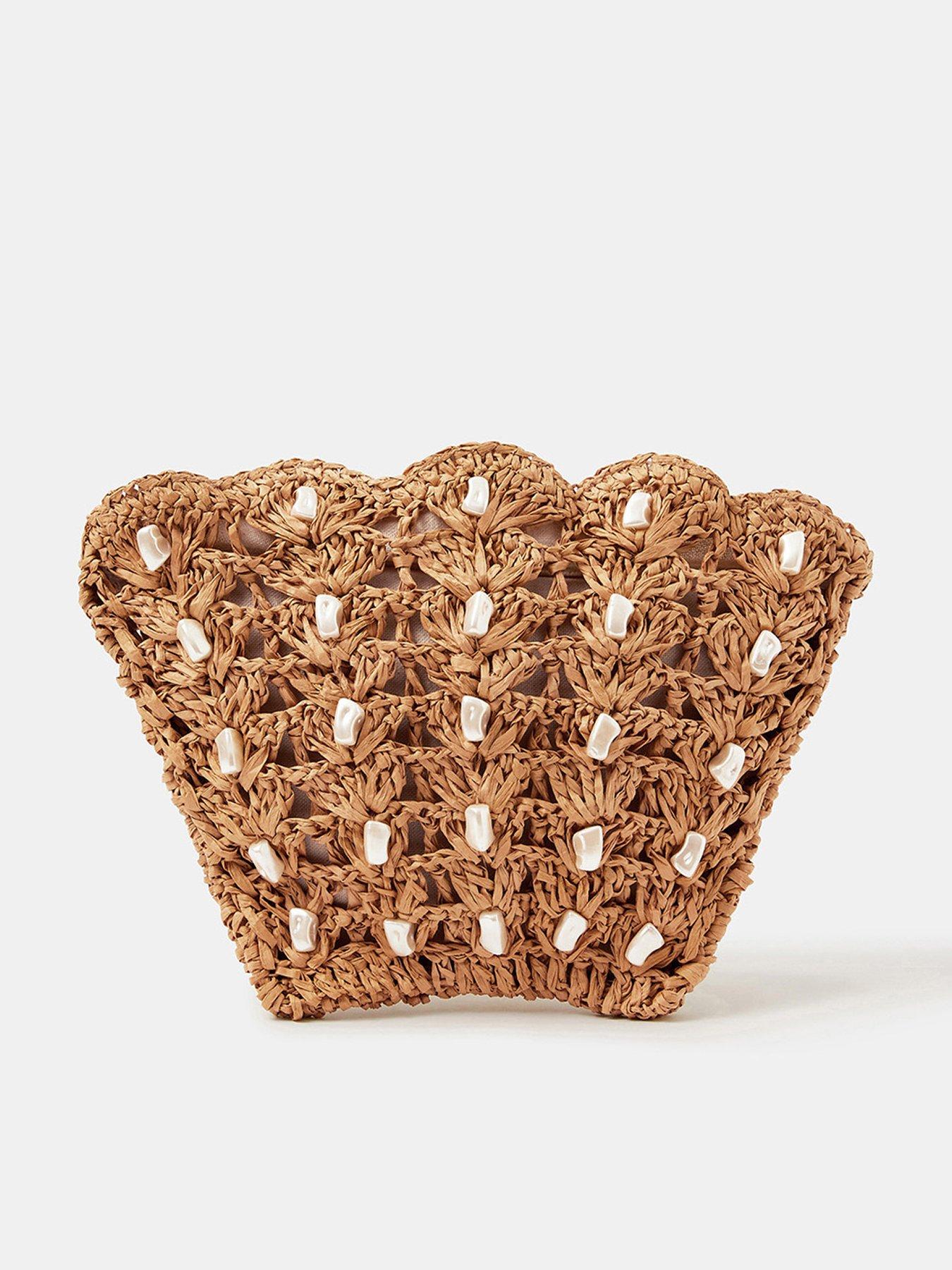 Image 1 of 6 of Accessorize Pearl Shell Wristlet Bag