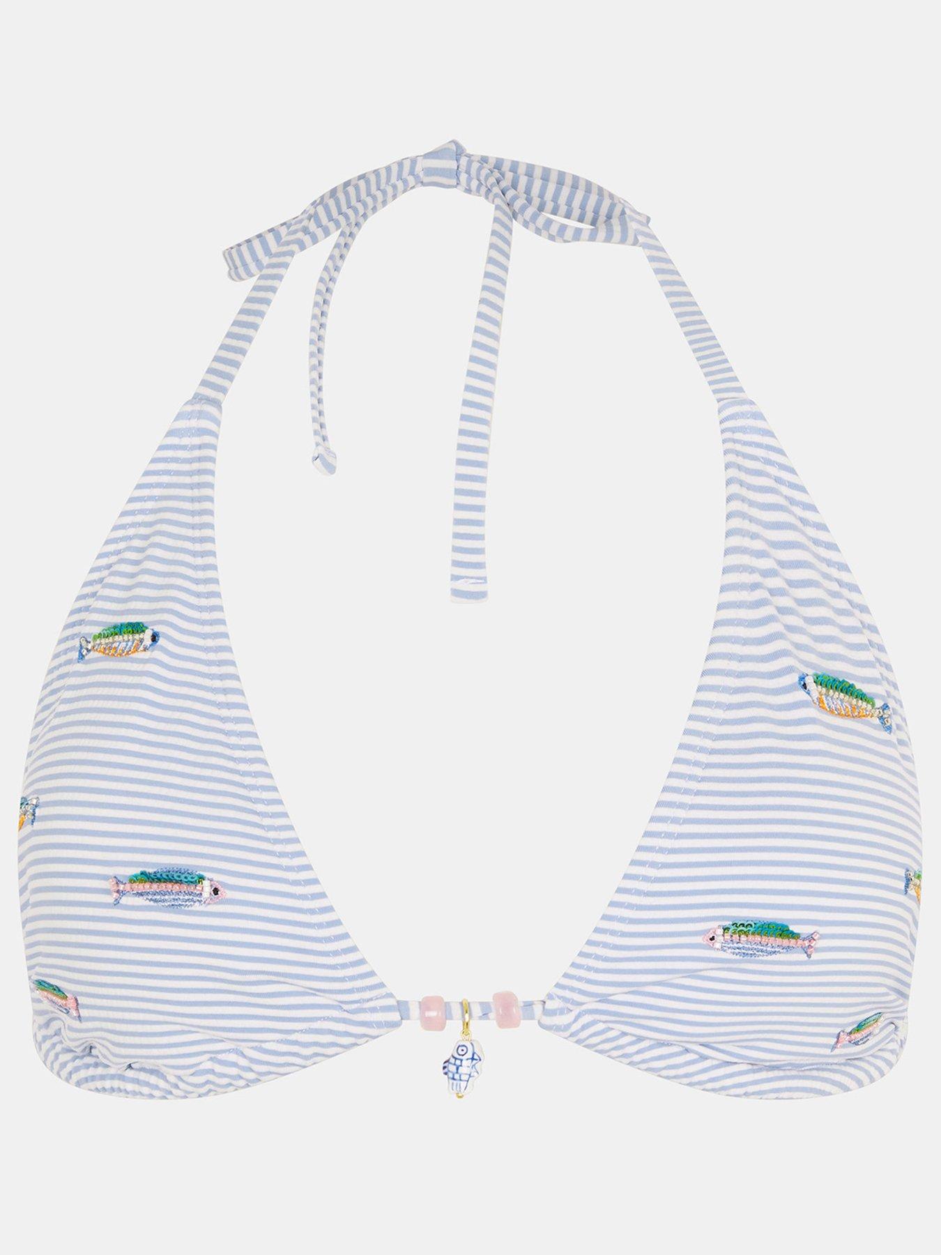 Image 3 of 5 of Accessorize Fish Embroidered Triangle Bikini Top