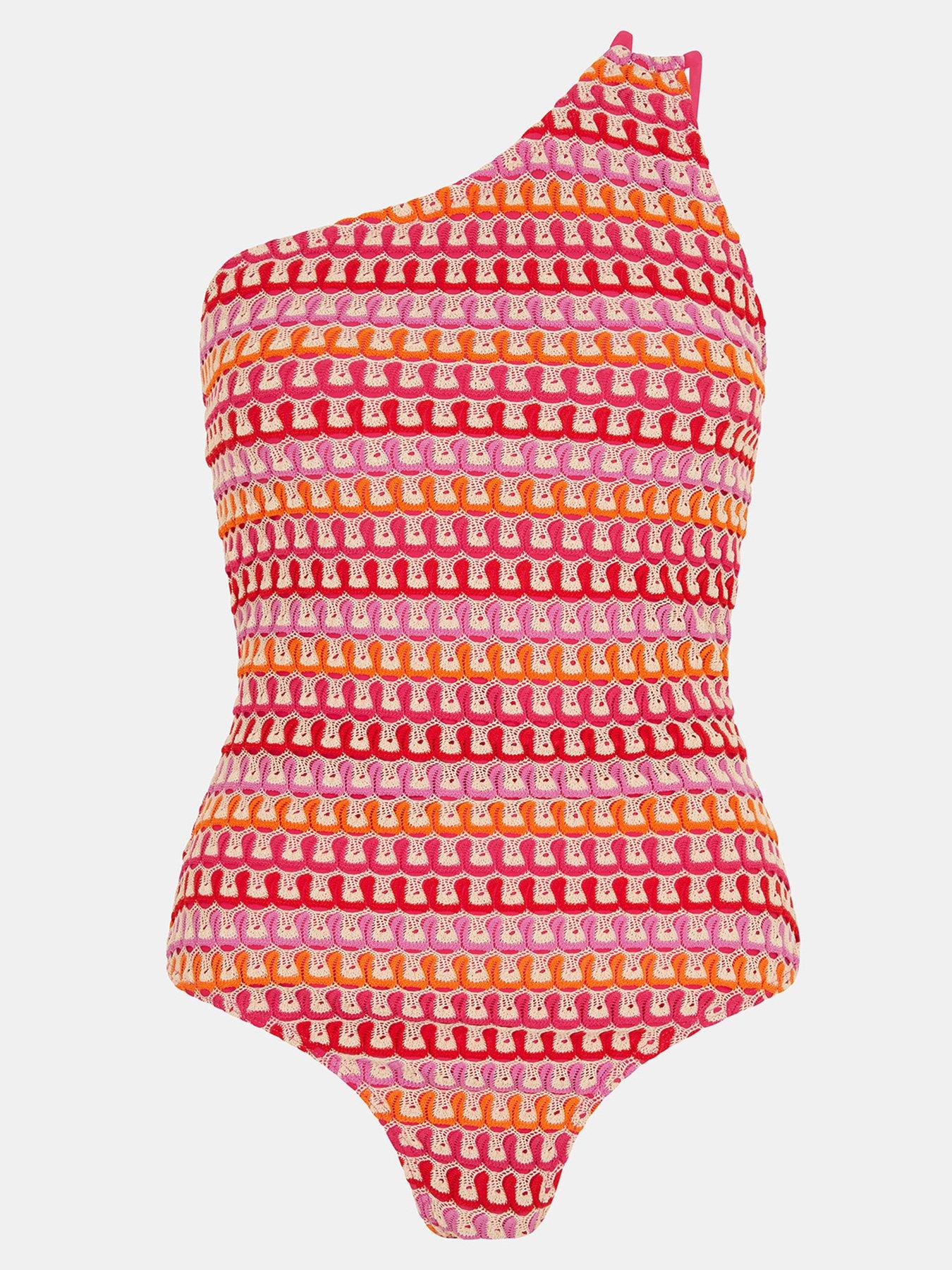Image 3 of 5 of Accessorize One Shoulder Crochet Swimsuit