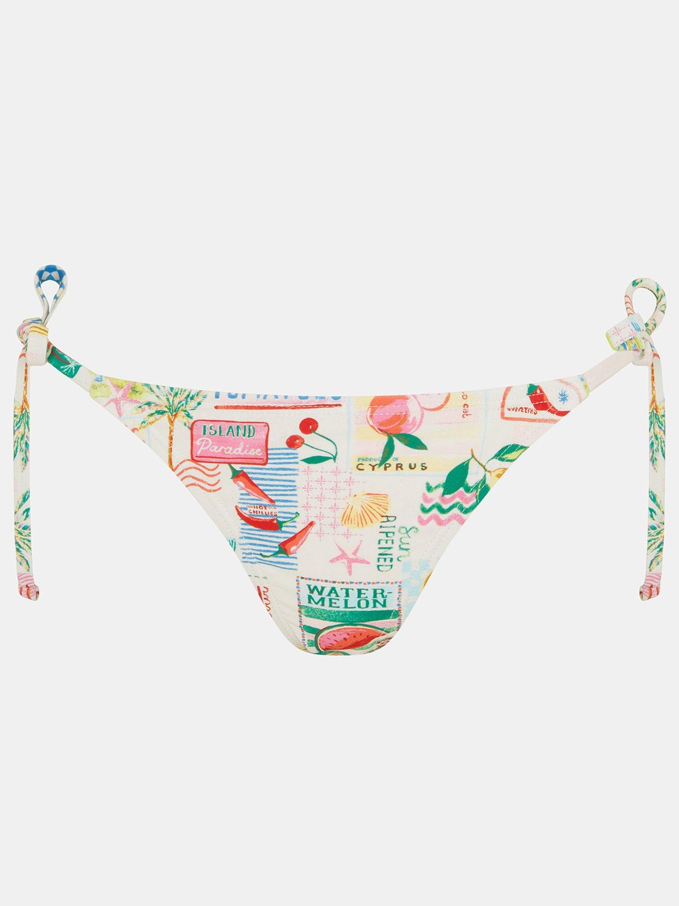 Image 3 of 4 of Accessorize Summer Print Tie Bikini Bottoms