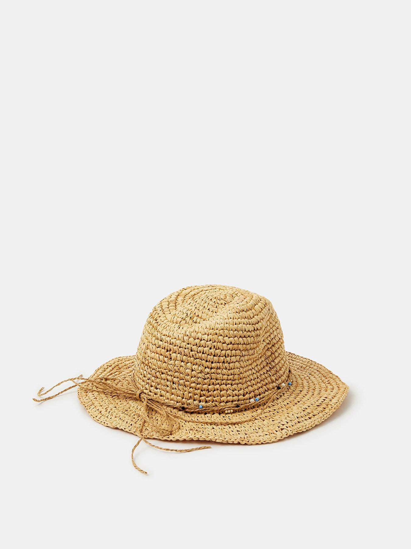 Image 2 of 3 of Accessorize Beaded Trim Woven Hat