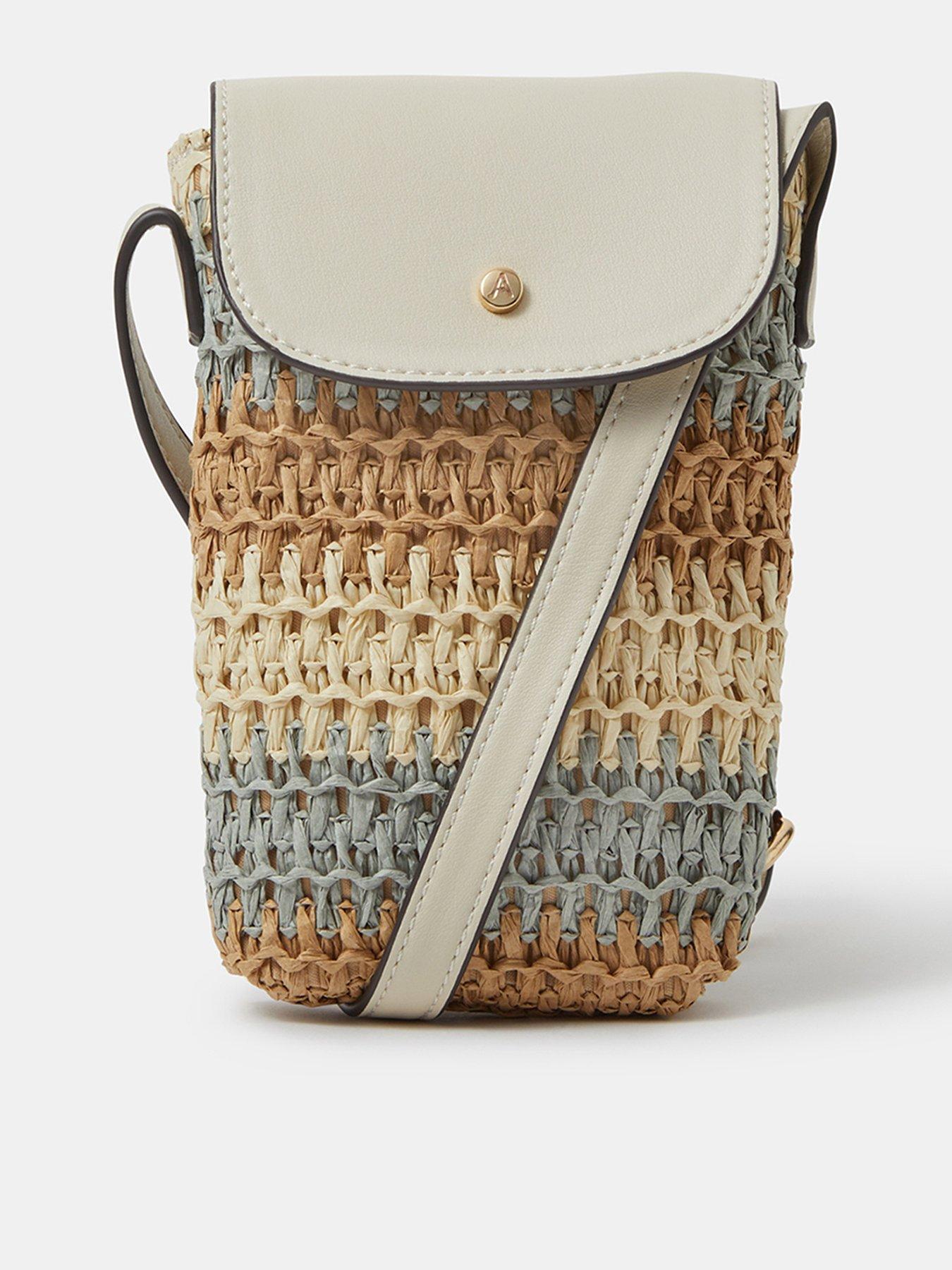 Image 1 of 5 of Accessorize Raffia Phone Bag