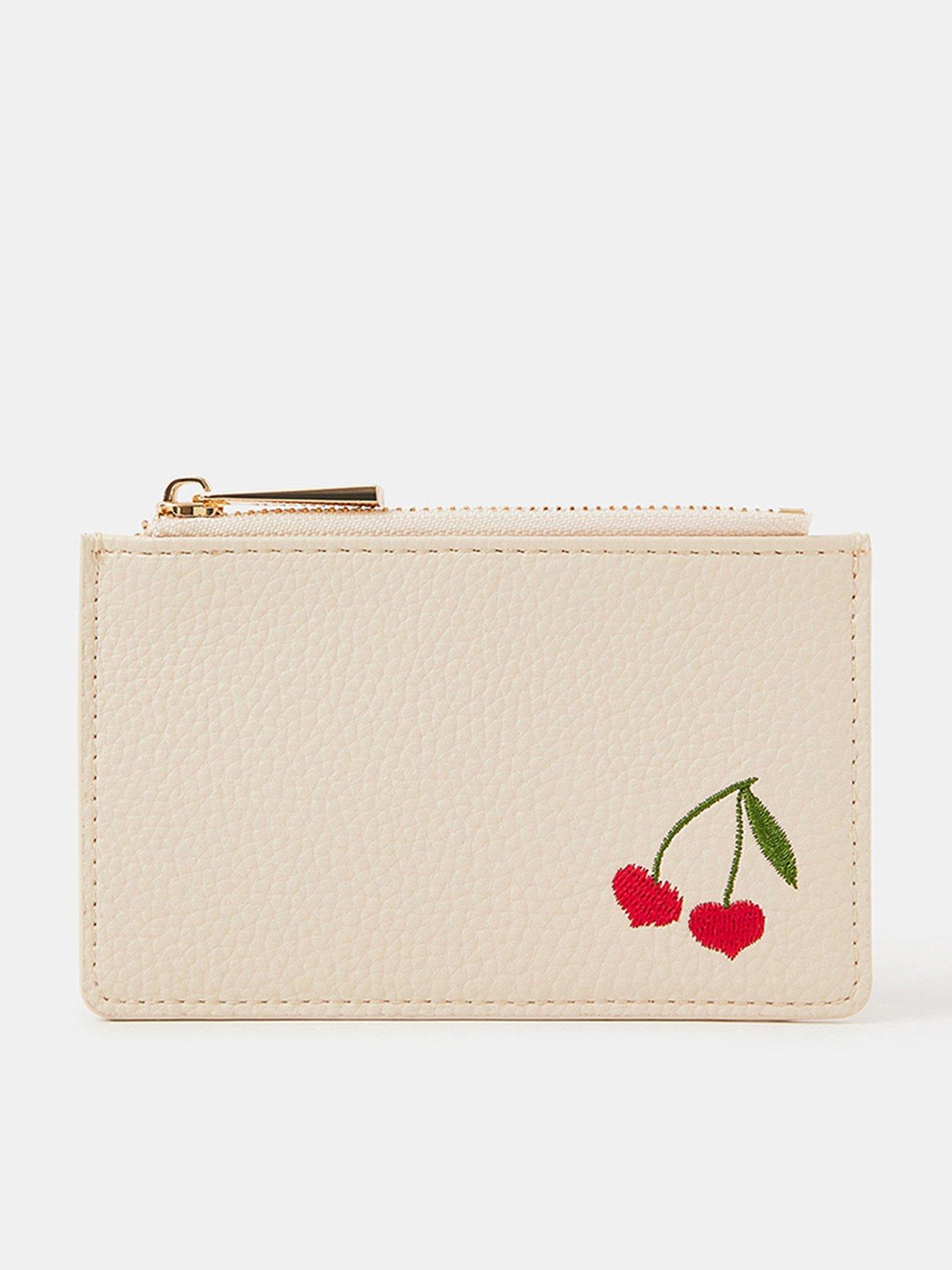 Image 1 of 3 of Accessorize Cherry Embroidered Card Holder