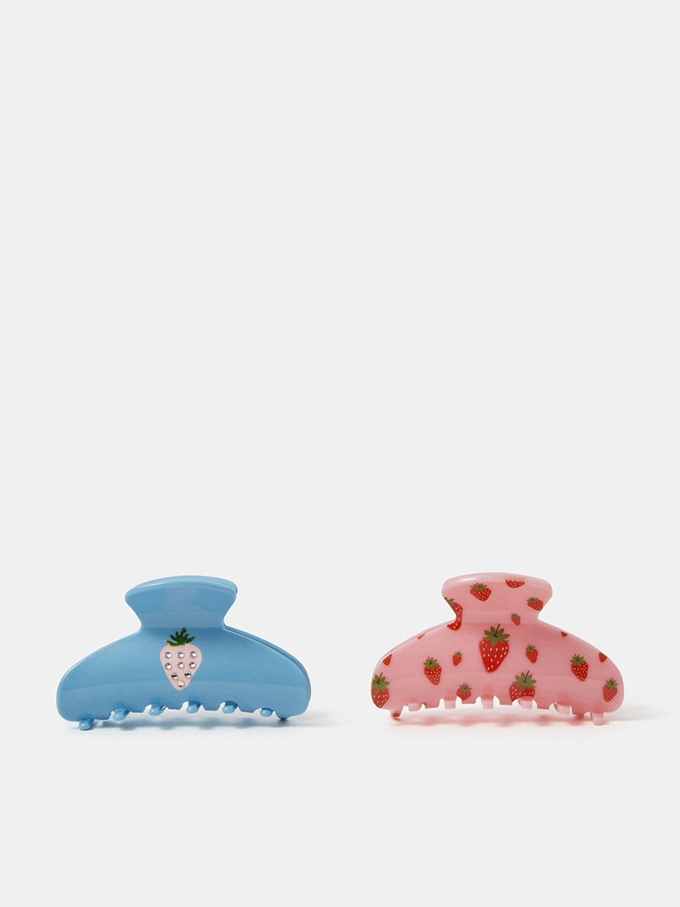 Image 1 of 3 of Accessorize 2-pack Strawberry Print Claw Clips