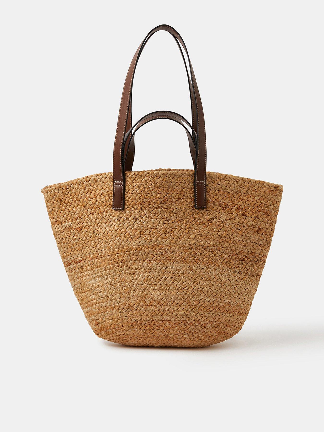 Image 1 of 4 of Accessorize Double Strap Jute Basket Bag
