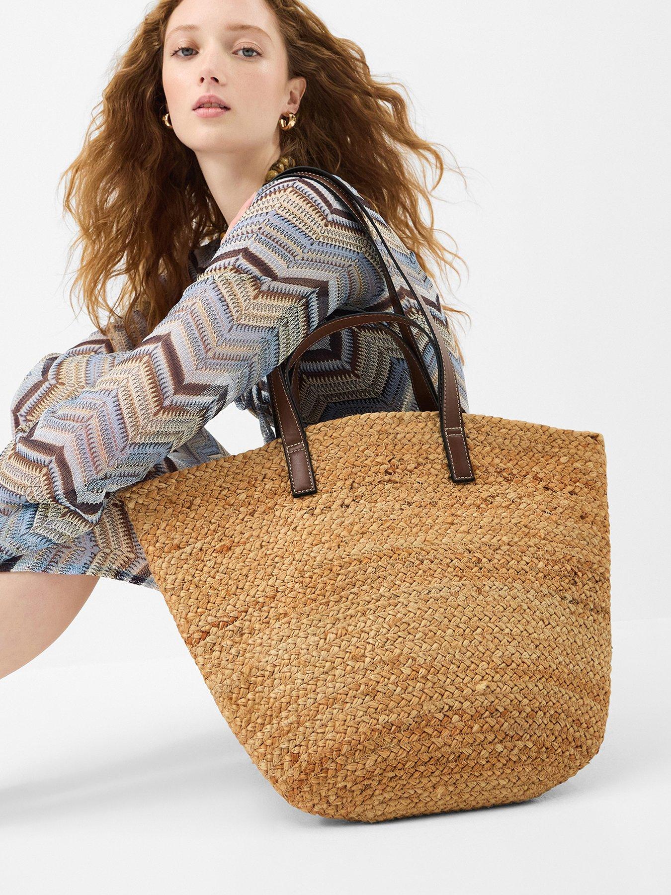 Image 2 of 4 of Accessorize Double Strap Jute Basket Bag