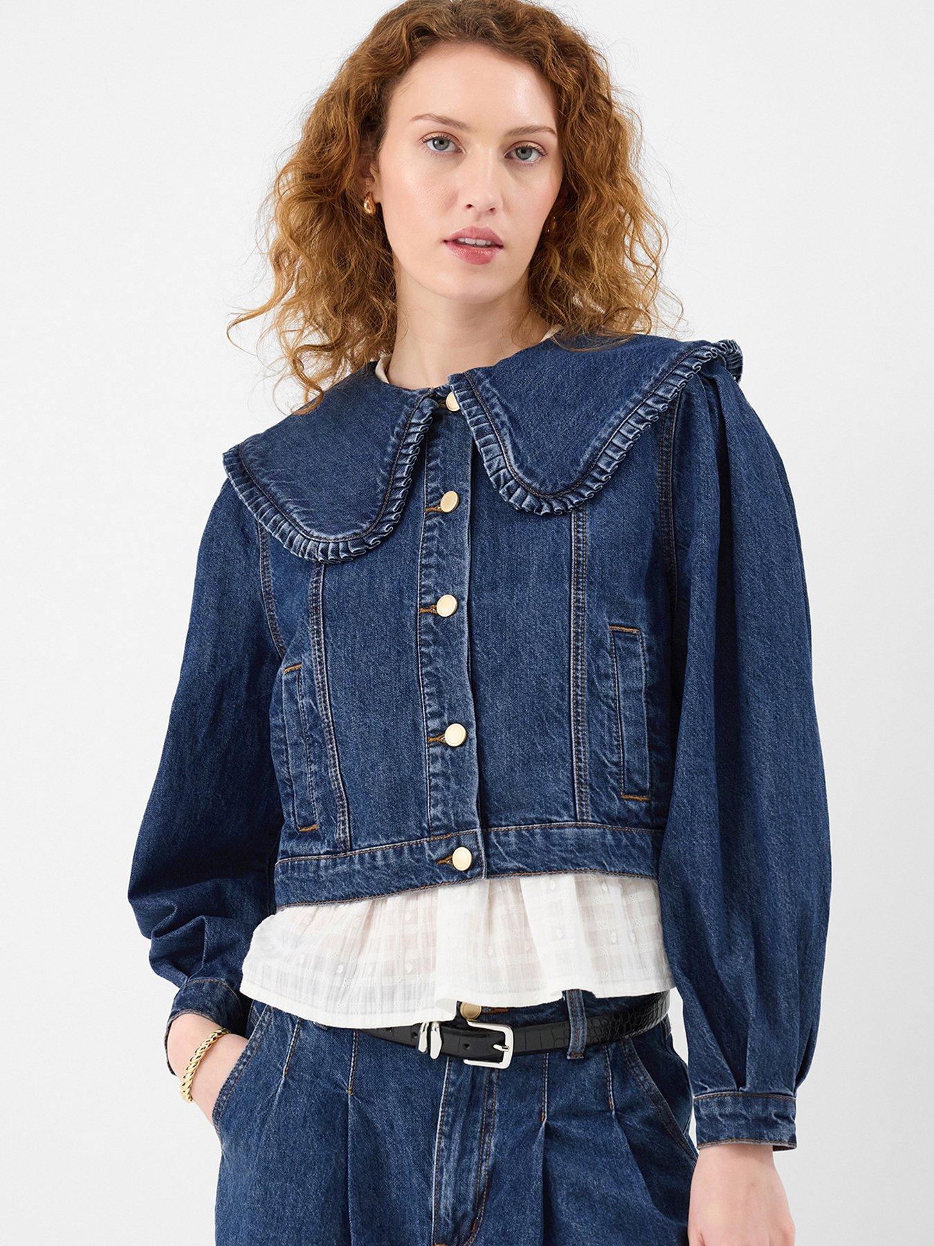 Image 1 of 4 of Accessorize Frill Collar Denim Jacket