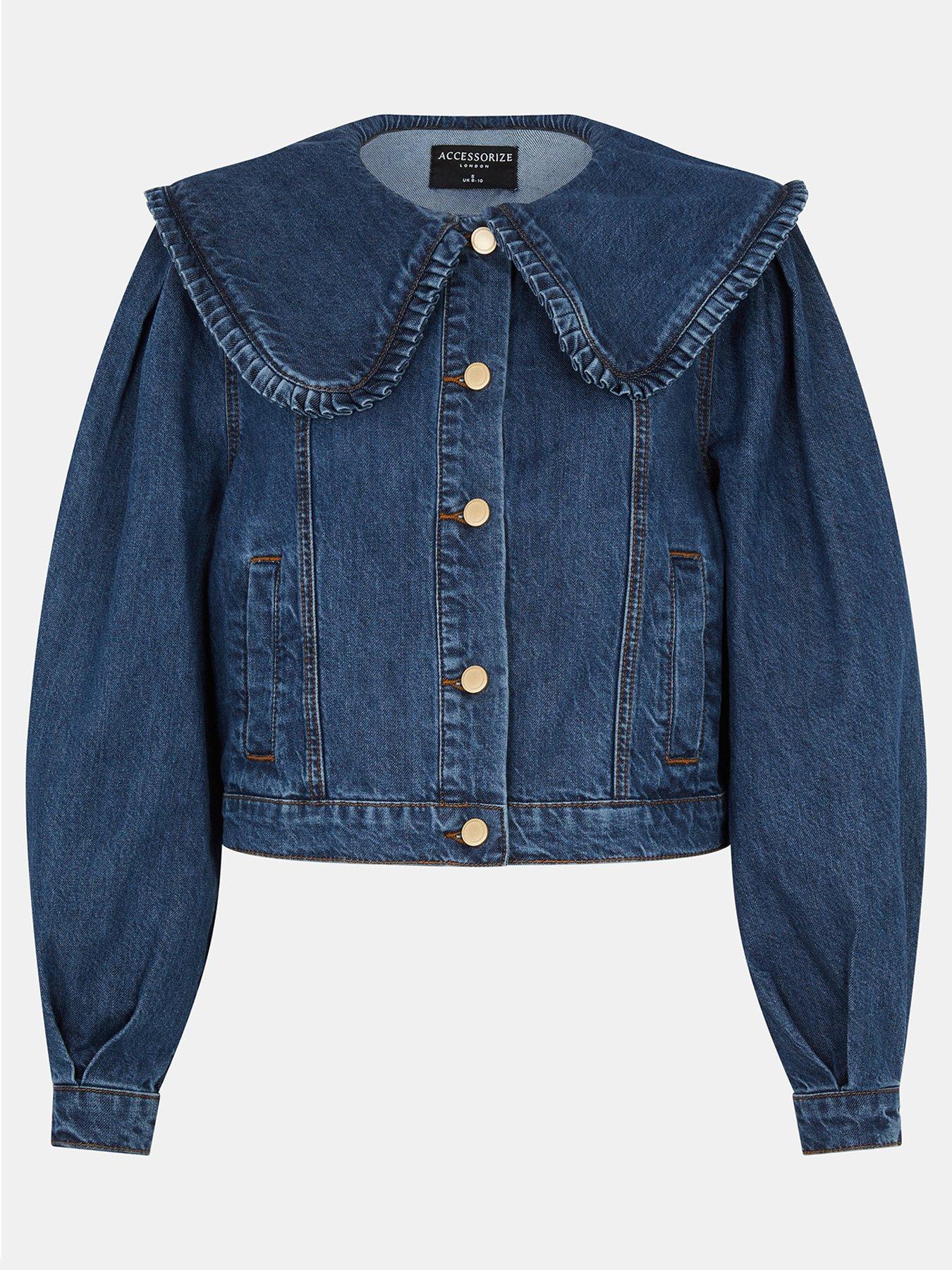 Image 4 of 4 of Accessorize Frill Collar Denim Jacket