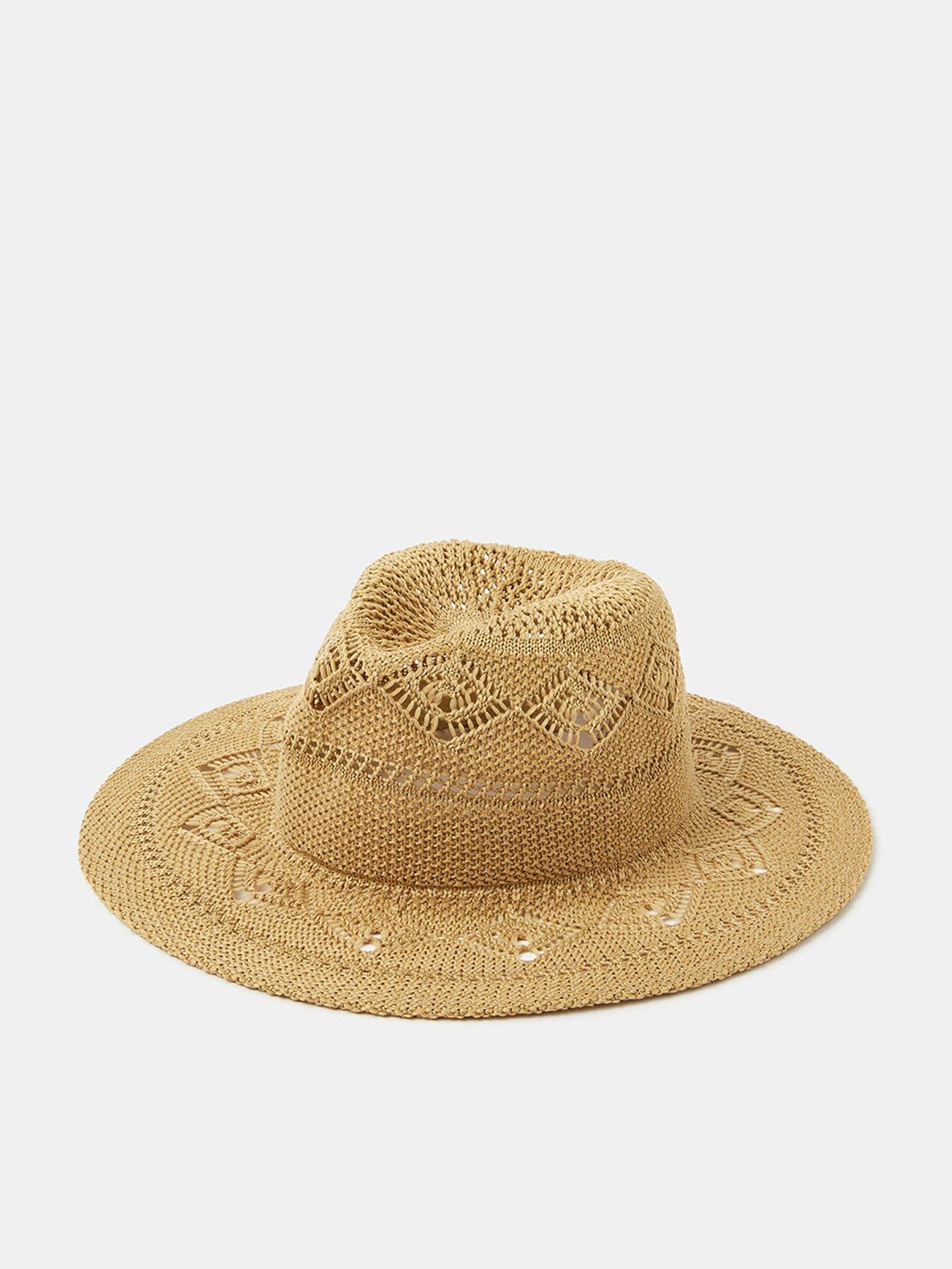 Image 1 of 4 of Accessorize Woven Fedora Hat