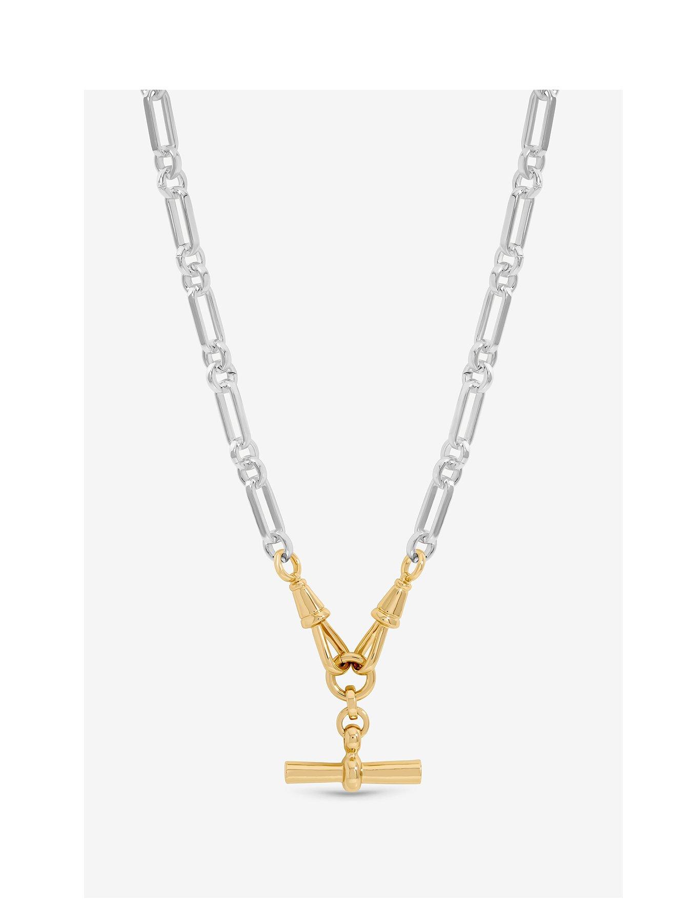 Image 1 of 1 of Inicio Inicio Two Tone T-Bar Necklace - Gift Pouch