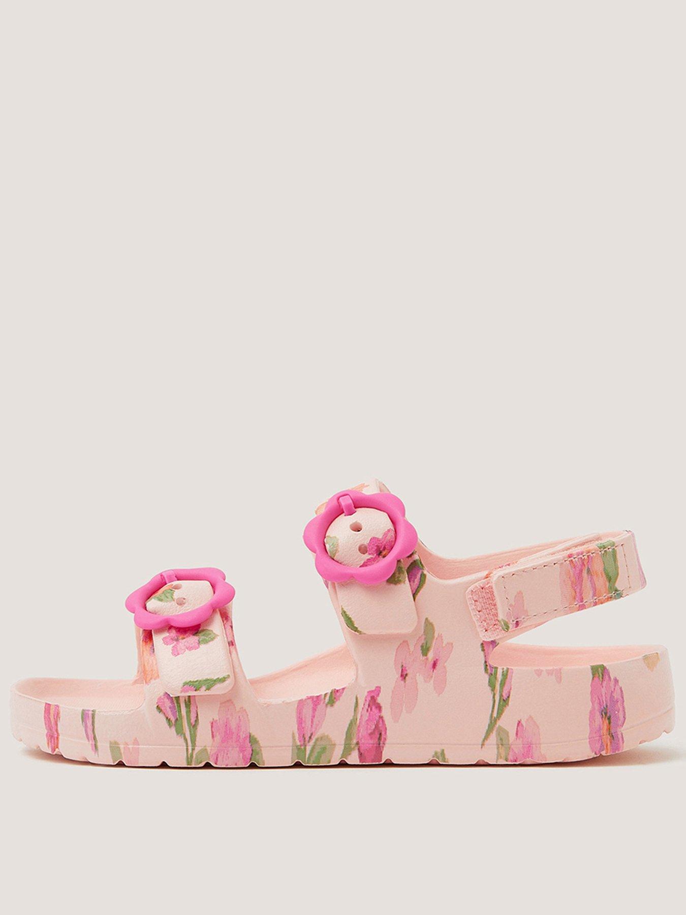 Image 1 of 3 of Monsoon Girls Floral Plastic Sliders - Light Cream