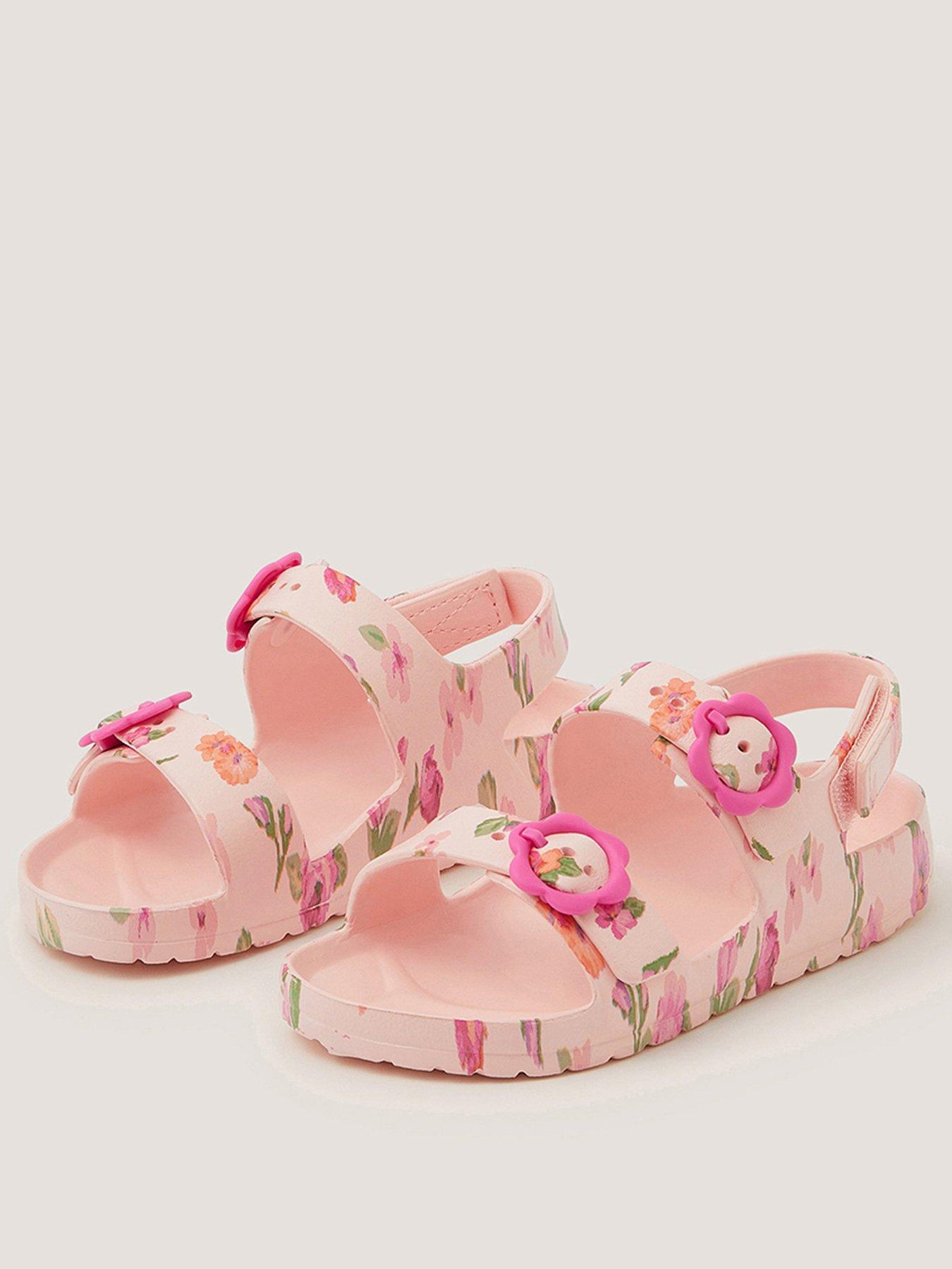 Image 2 of 3 of Monsoon Girls Floral Plastic Sliders - Light Cream