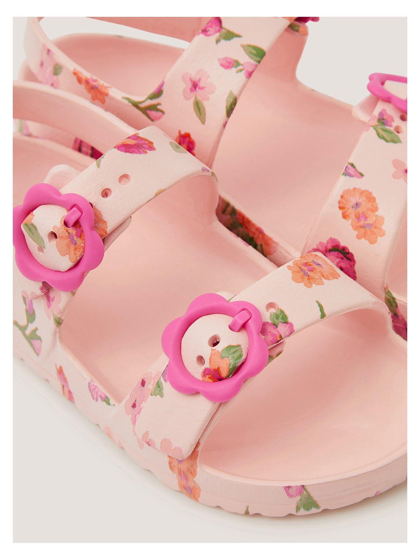 Image 3 of 3 of Monsoon Girls Floral Plastic Sliders - Light Cream