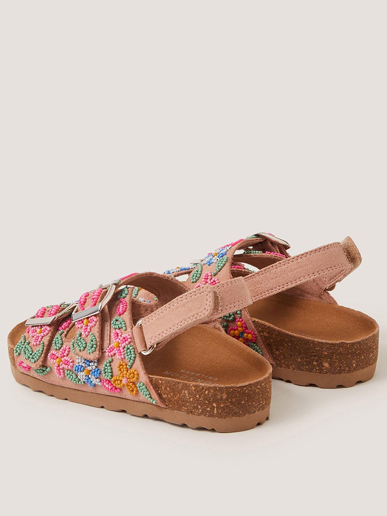 Image 3 of 3 of Monsoon Girls Multi Beaded Cork Bed Sandals - Multi