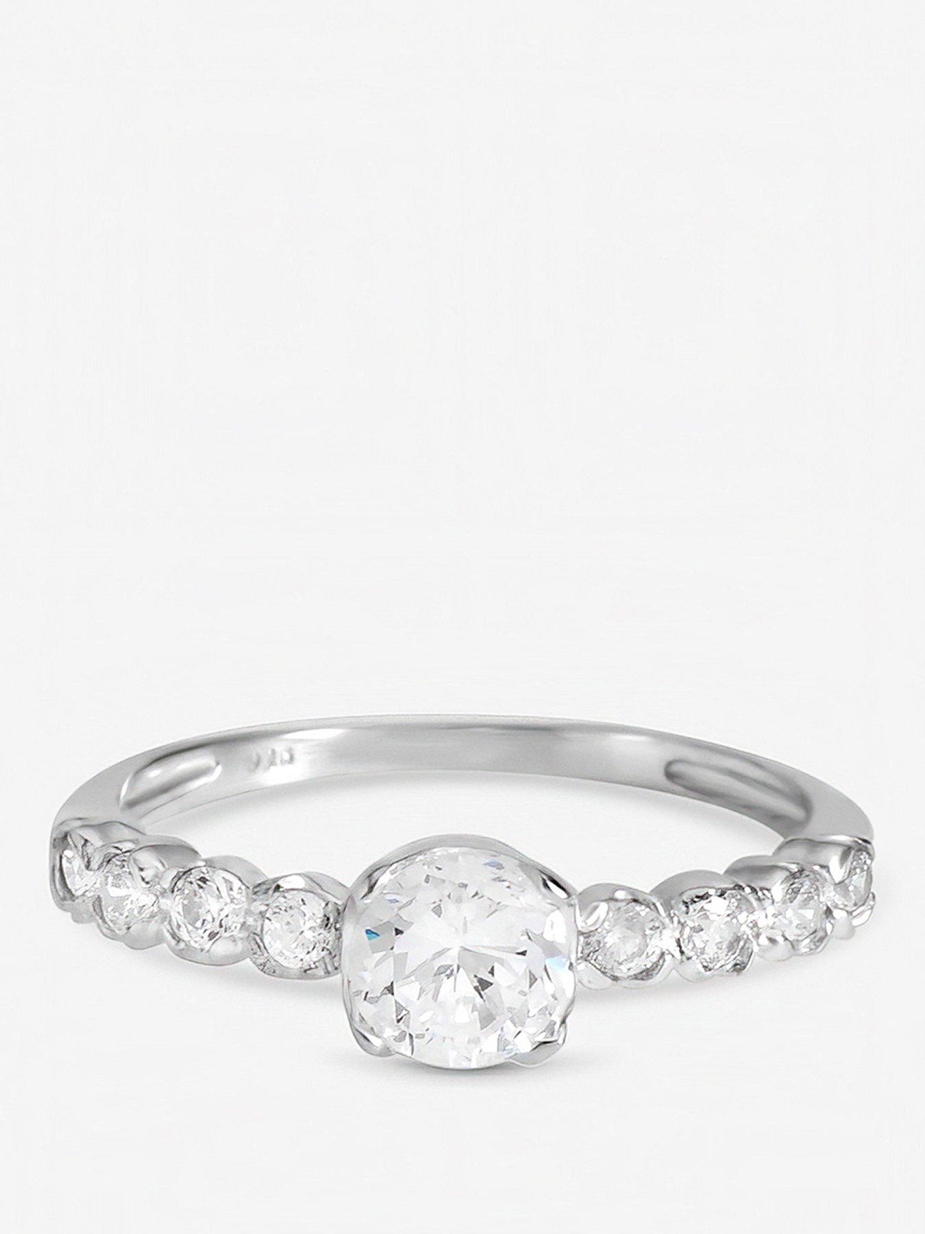 Inicio Inicio Sterling Silver Plated Cubic Zirconia Classic Cushion Engagement Ring - Gift Pouch