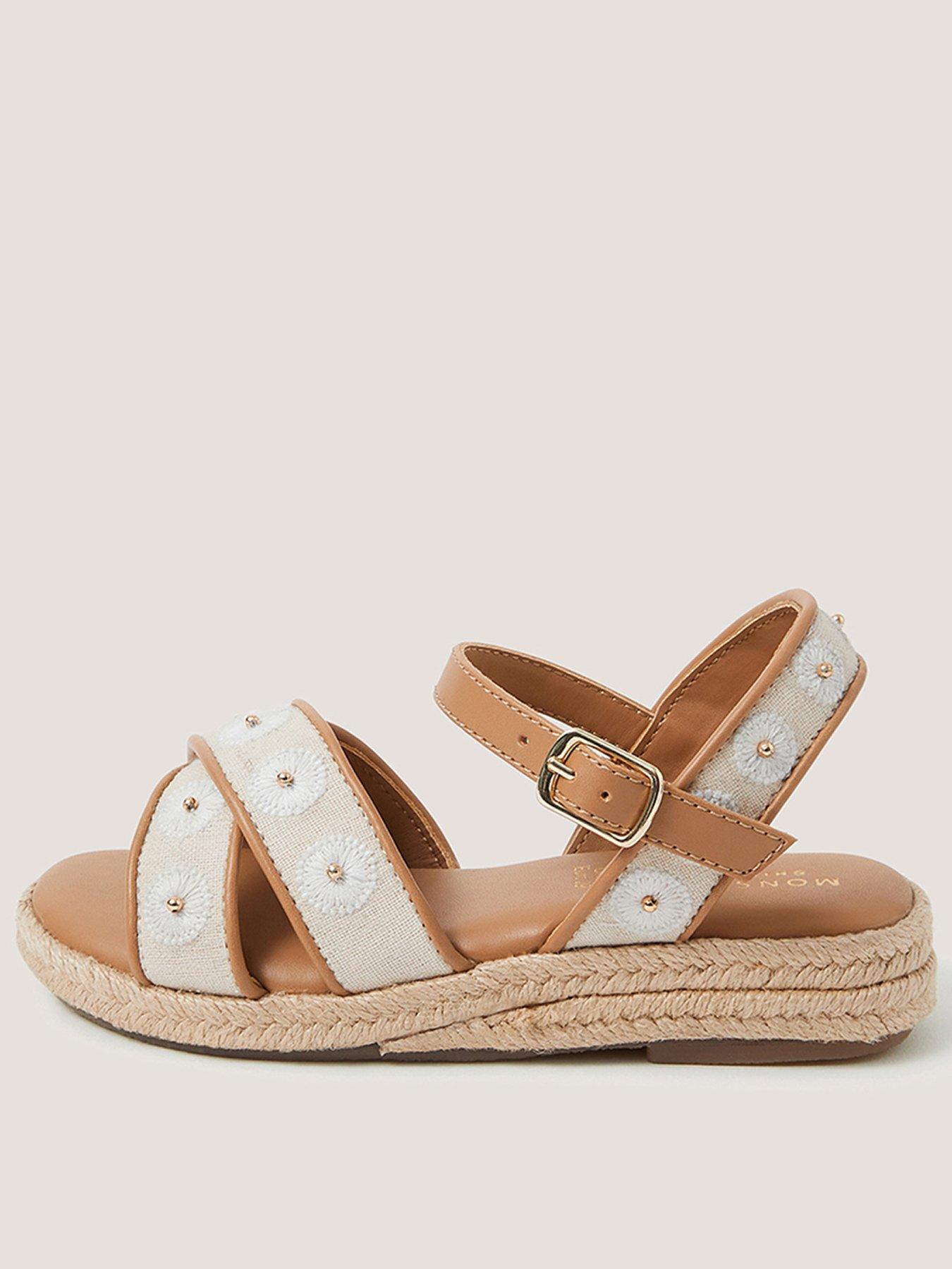Monsoon Girls Flower Wedge Sandals - Beige