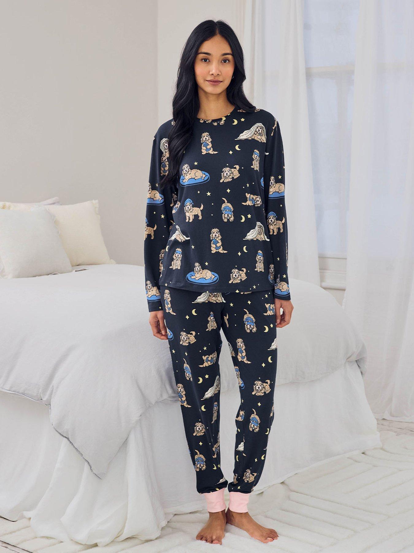 CHELSEA PEERS Chelsea Peers Cockapoo Snooze Print Long Pyjama Set