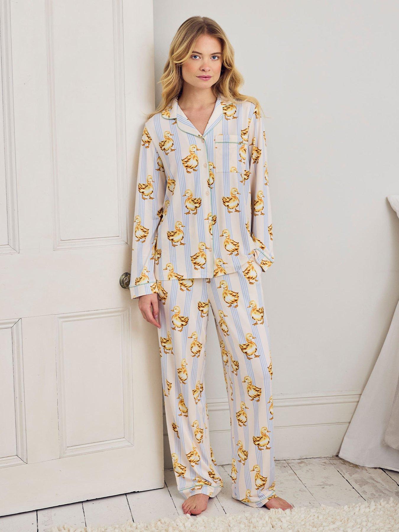 CHELSEA PEERS Chelsea Peers Fluffy Ducklings Stripe Long Pyjama Set