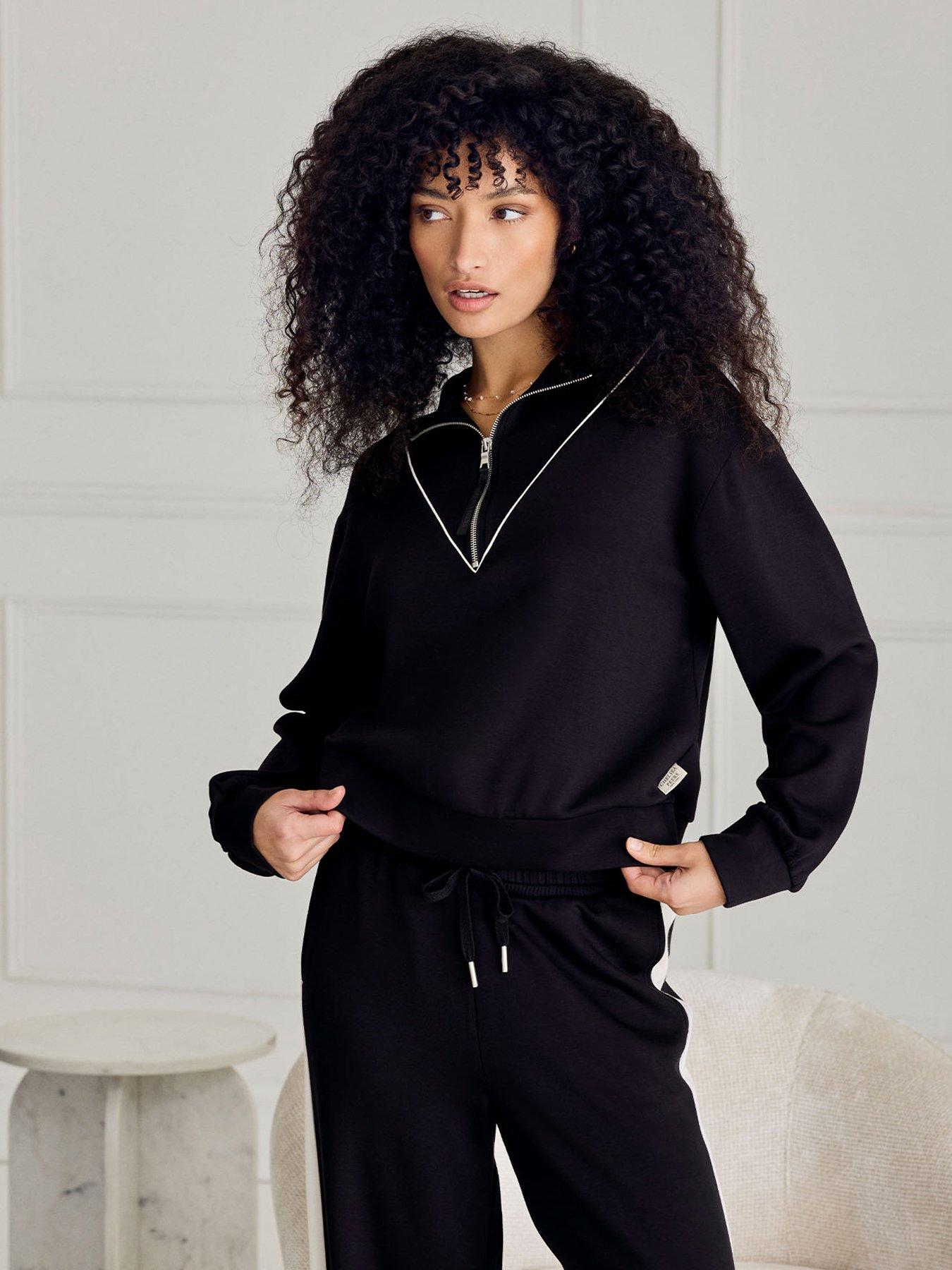 CHELSEA PEERS Chelsea Peers Luxecomfort Scuba Half-zip Long Sleeve Sweatshirt - Black
