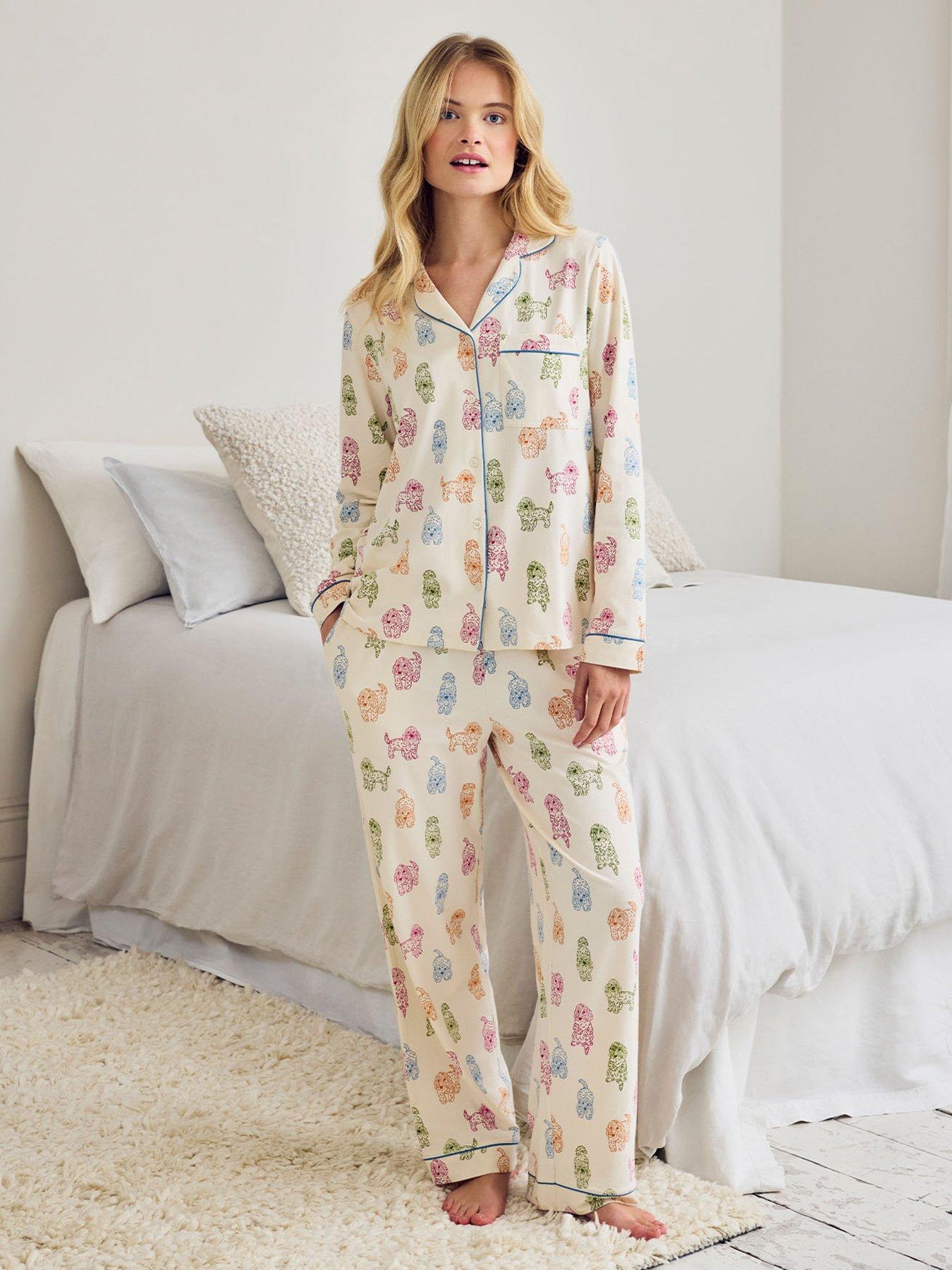 CHELSEA PEERS Chelsea Peers Organic Cotton Rainbow Cockapoo Print Long Pyjama Set