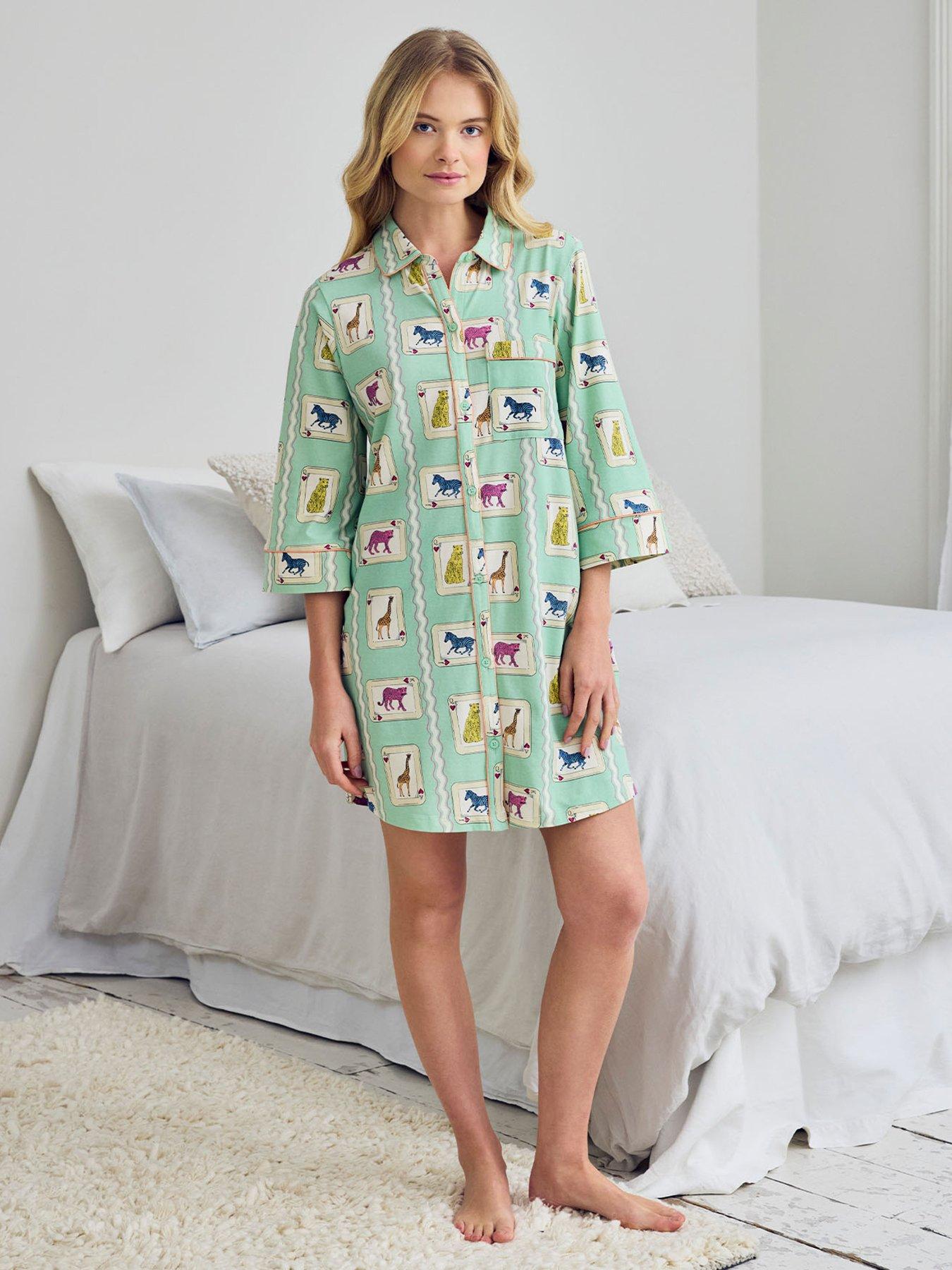 CHELSEA PEERS Chelsea Peers Organic Cotton Playing Card Animals Print Nightshirt