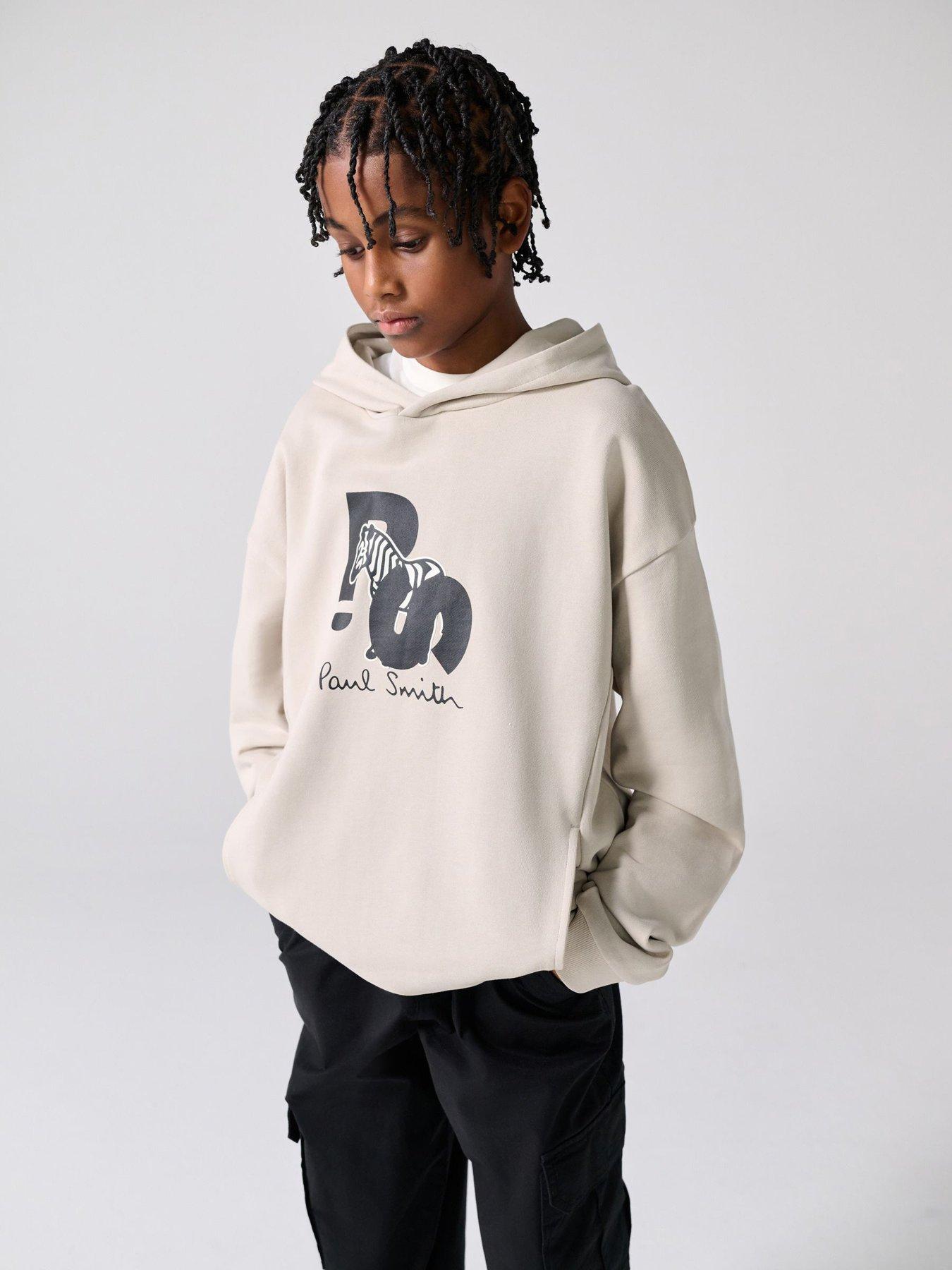 paul-smith-junior-boys-zebra-graphic-hoodie-beigefront