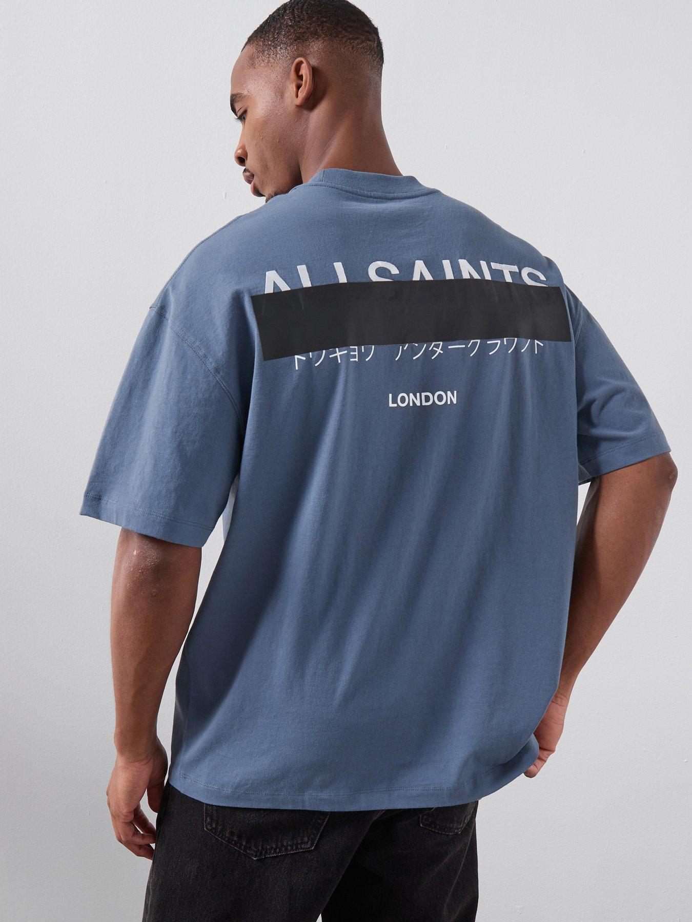 Image 1 of 5 of AllSaints Redact Graphic T-Shirt - Blue