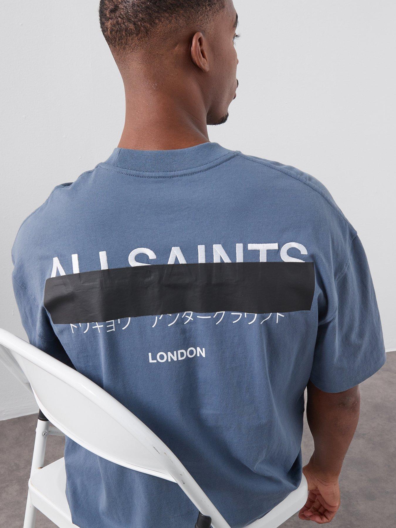 Image 4 of 5 of AllSaints Redact Graphic T-Shirt - Blue