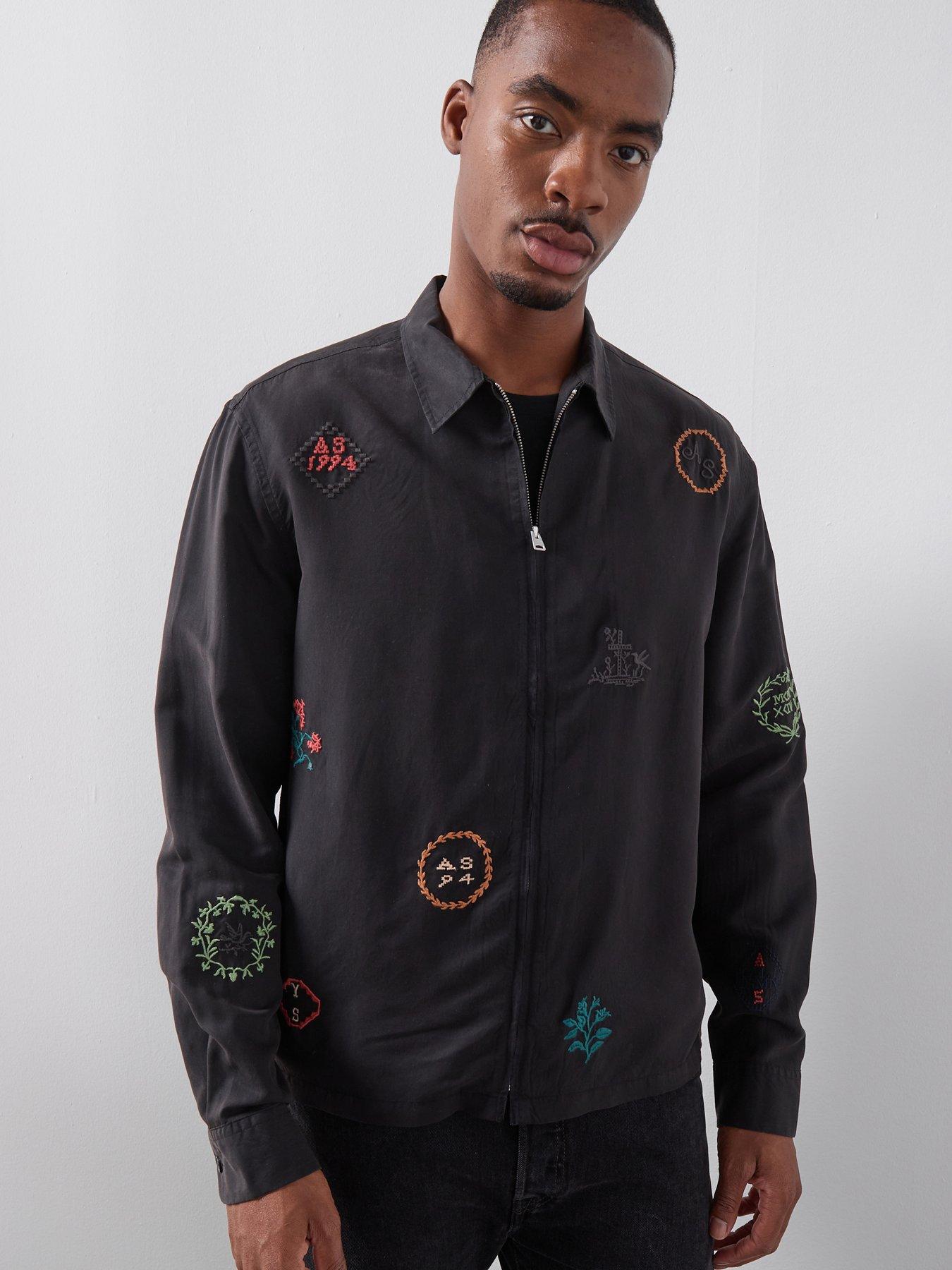 AllSaints Laurel Long Sleeve Zip Through Shirt - Black