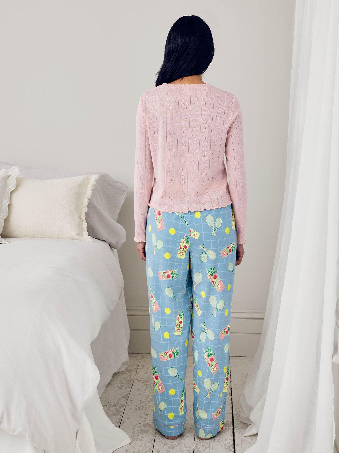 Image 2 of 5 of CHELSEA PEERS Cheslea Pointelle Henley Pyjama - Blue