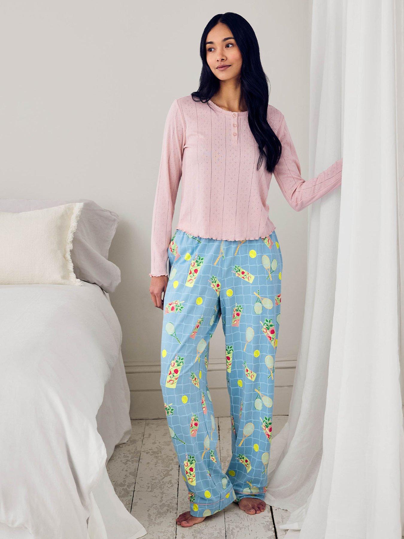 Image 3 of 5 of CHELSEA PEERS Cheslea Pointelle Henley Pyjama - Blue