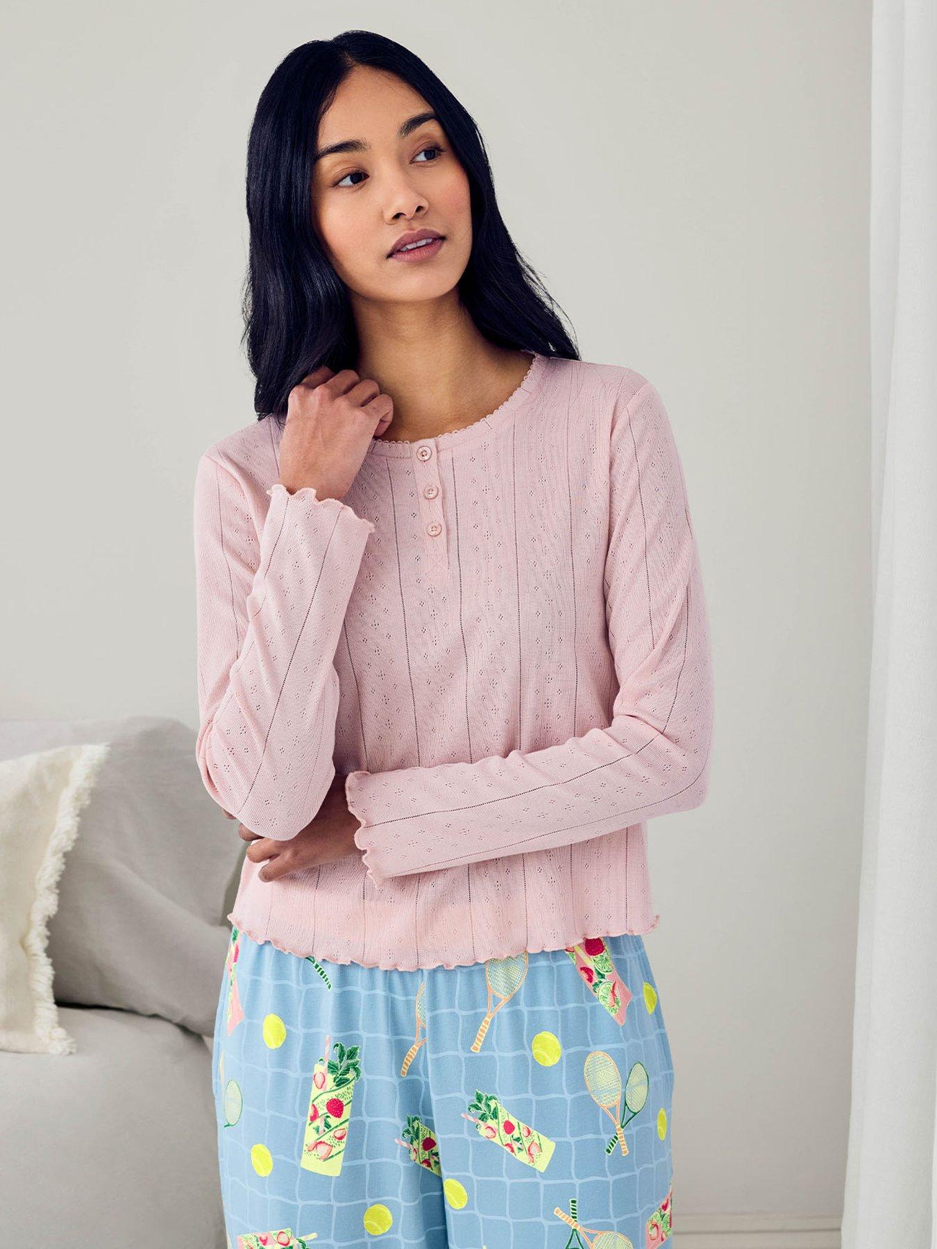 Image 4 of 5 of CHELSEA PEERS Cheslea Pointelle Henley Pyjama - Blue