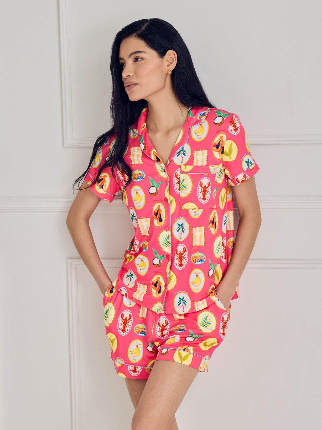 CHELSEA PEERS Tropical Collage Print Short Pyjama Set - Print
