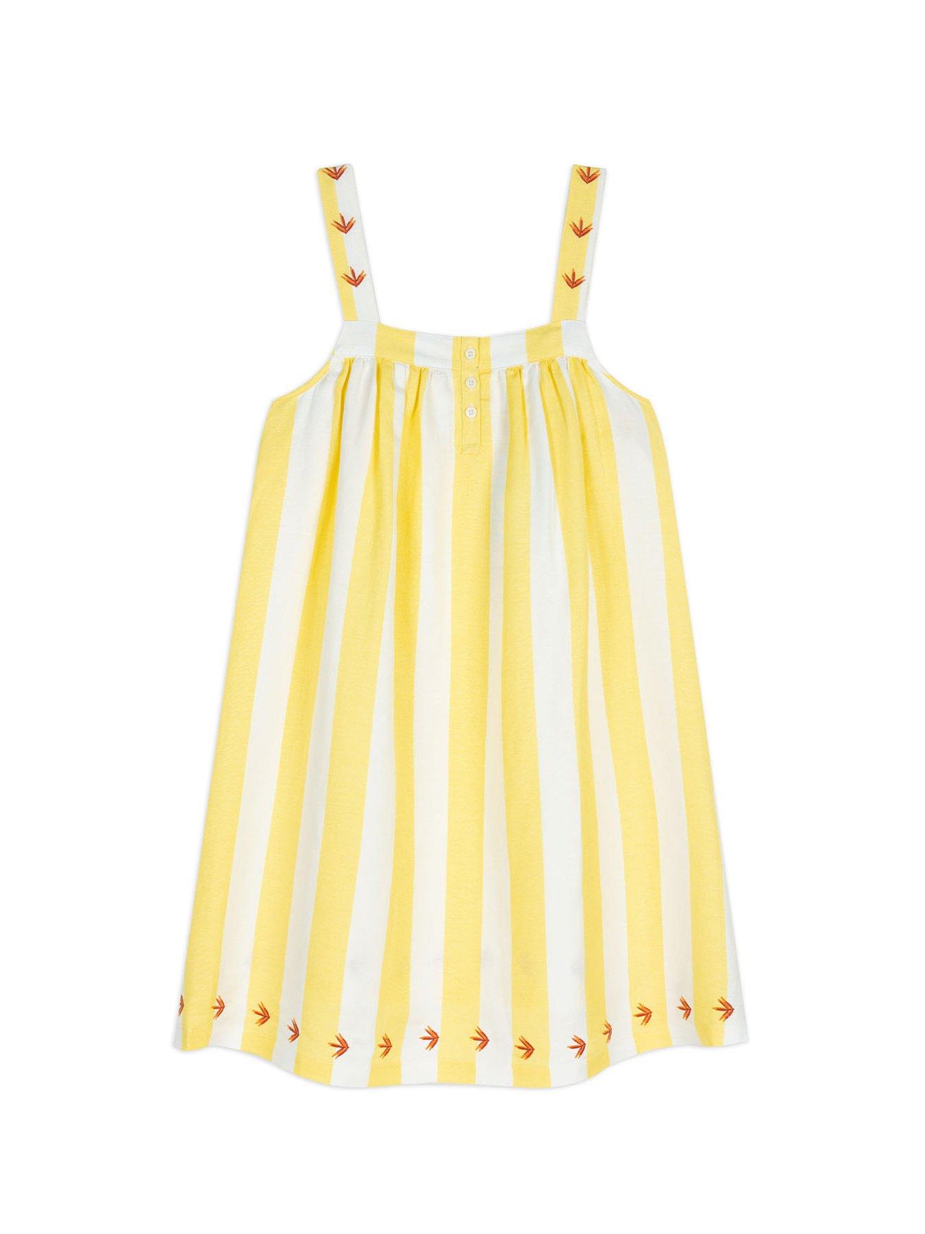 Image 6 of 6 of CHELSEA PEERS Linen Blend Embroidered Stripe Cami Nightshirt - Yellow