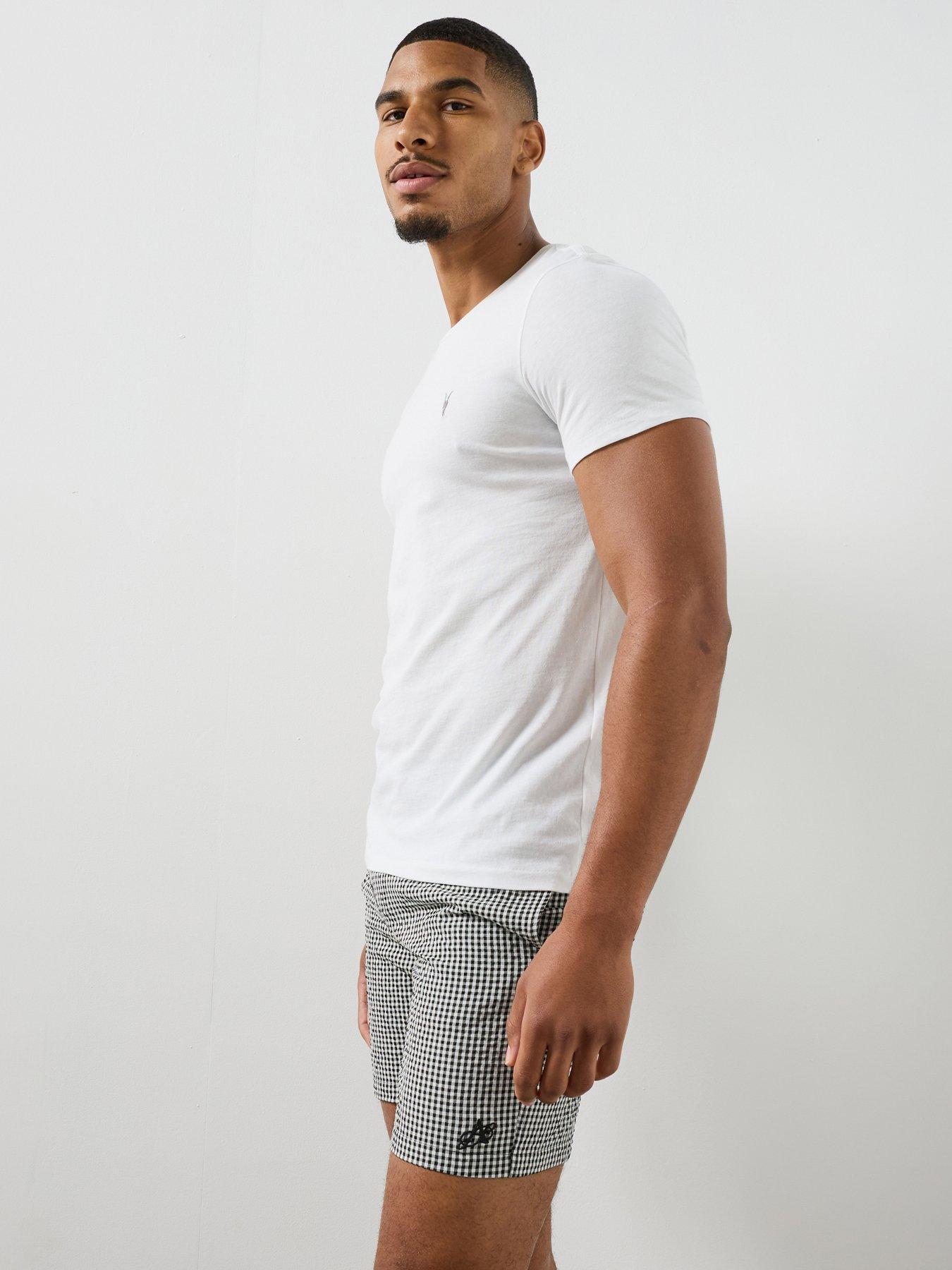 AllSaints Cruz Check Swim Shorts - White