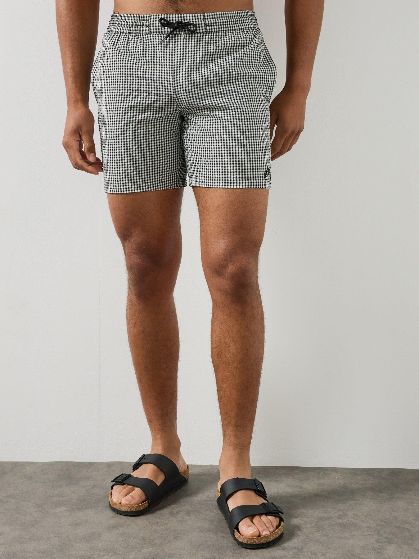 Image 4 of 6 of AllSaints Cruz Check Swim Shorts - White
