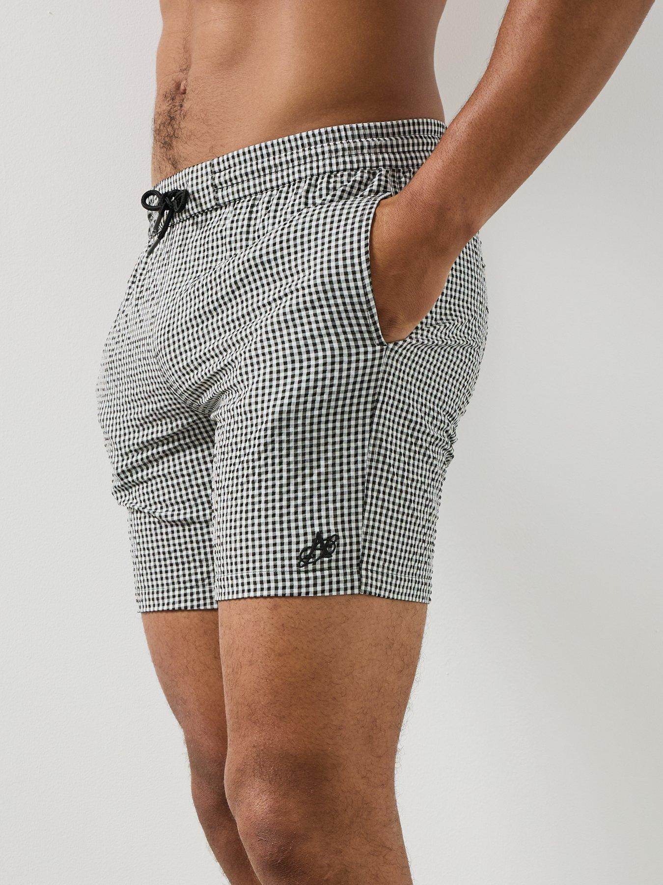 Image 5 of 6 of AllSaints Cruz Check Swim Shorts - White