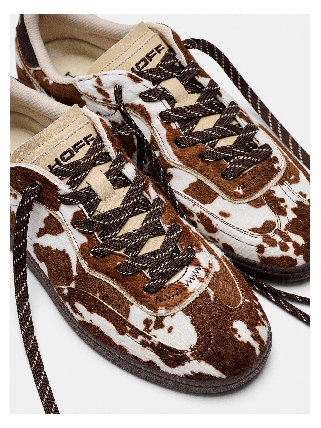 Image 5 of 6 of Hoff Womens Park Cow Print Trainers - Brown