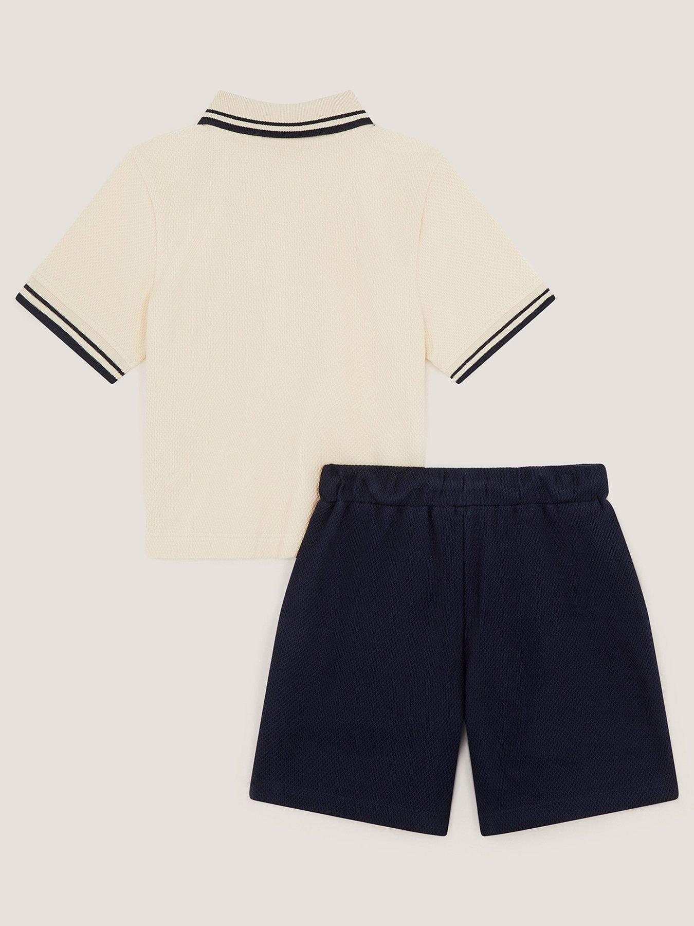 Image 2 of 3 of Monsoon Boys Contrast Jersey Short Set - Beige
